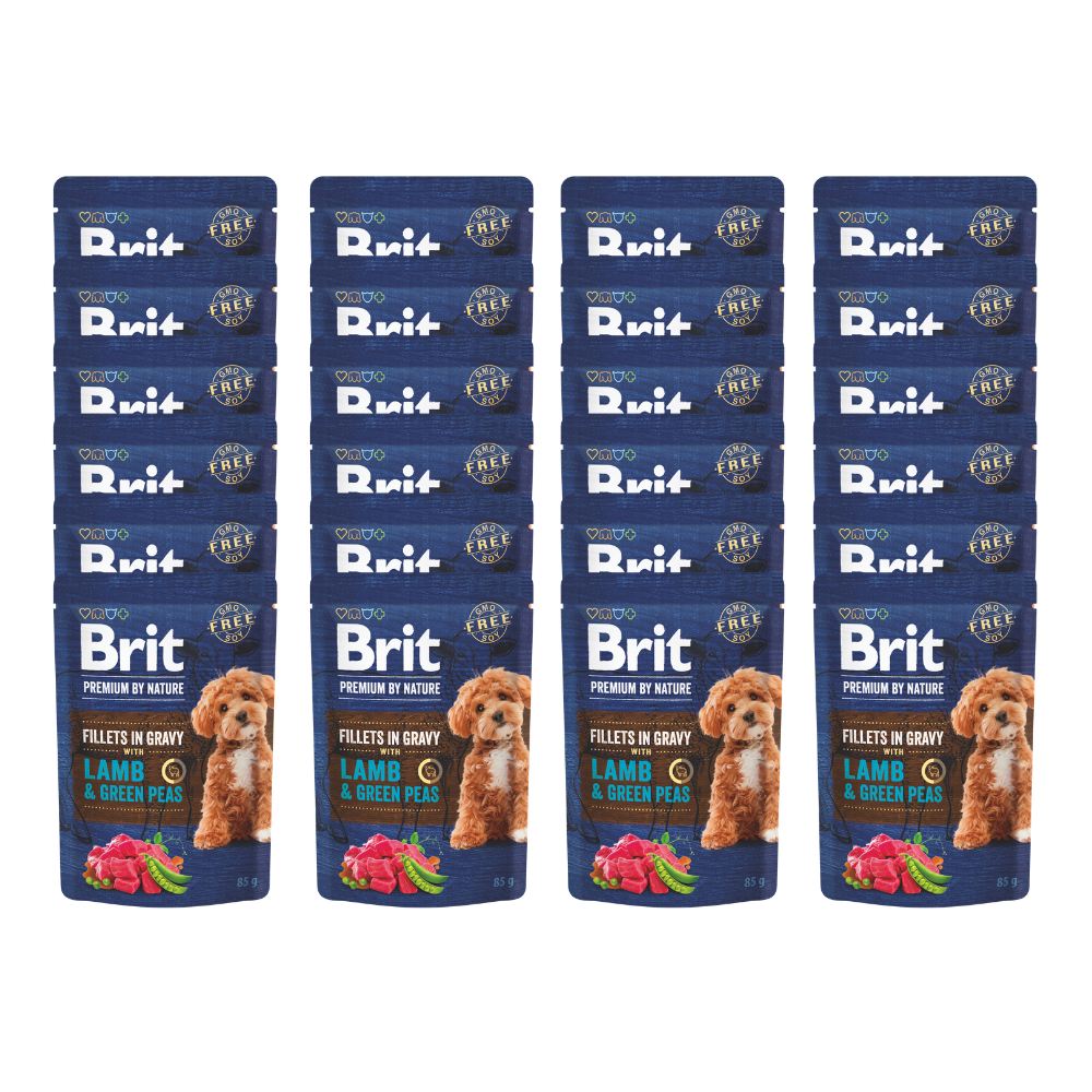 Promocja 20 szt + 4 szt Brit Premium By Nature Dog Fillets In Gravy With Lamb & Green Peas