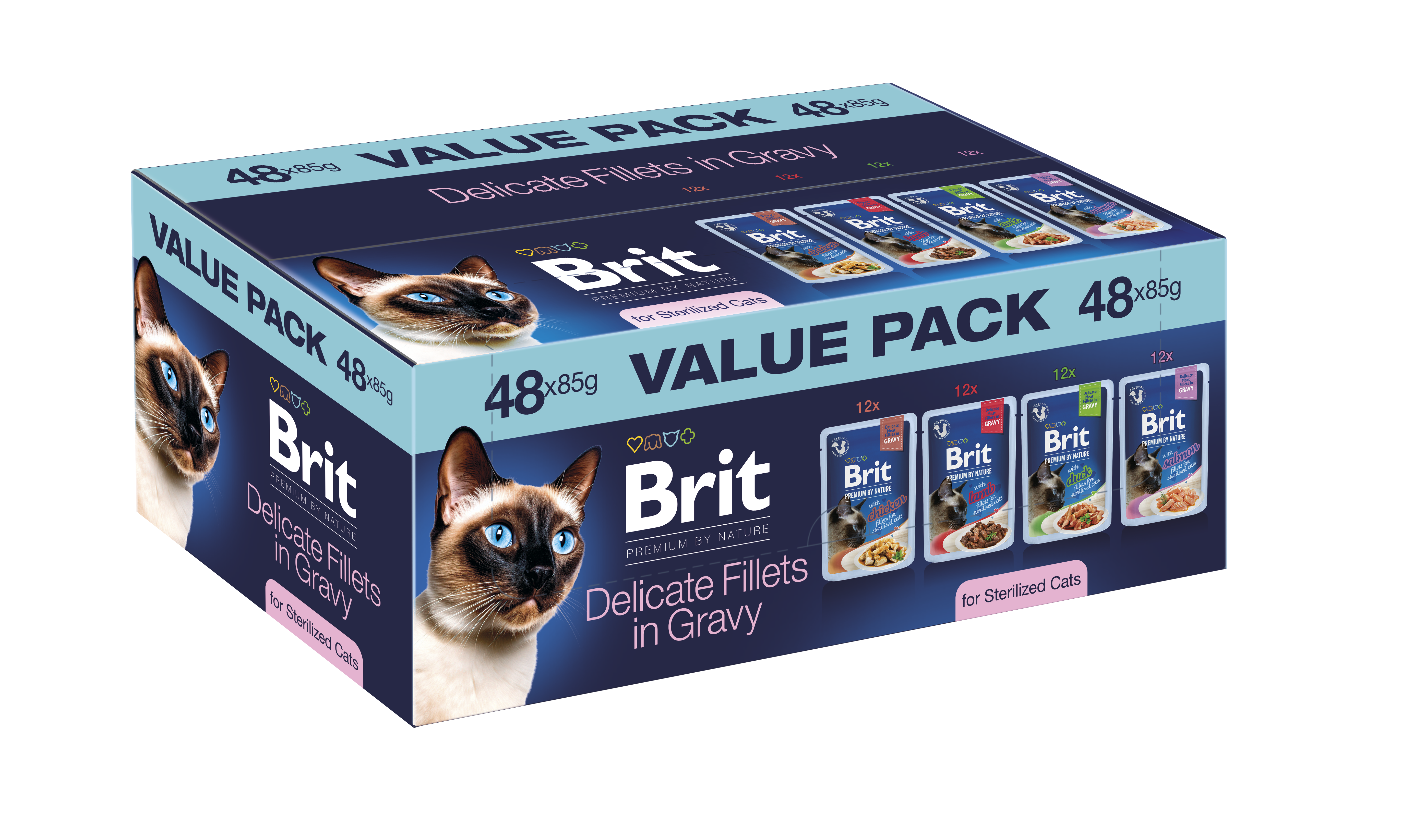 Brit Premium by Nature Value Pack for Sterilized Cats 48 x 85g Pełnoporcjowa karma mokra dla sterylizowanych kotów.