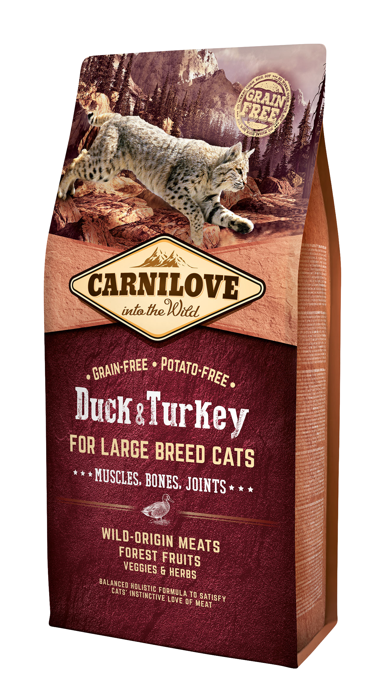 Carnilove Cat Large Breed, kaczka i indyk, 6kg Pełnoporcjowa karma sucha dla kotów dużych ras