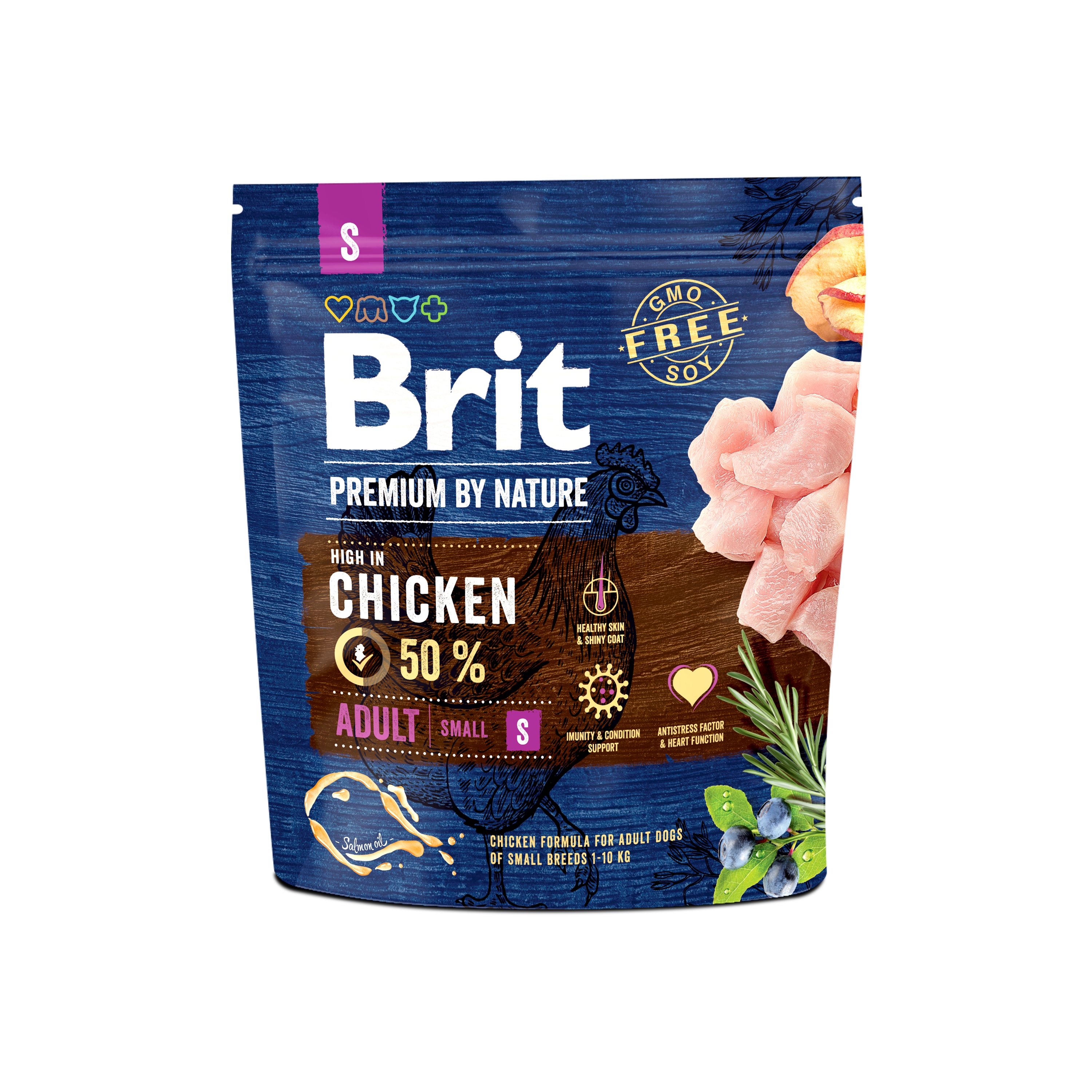Brit Premium by Nature Adult Small Breed, kurczak, 1 kg Pełnoporcjowa karma sucha dla dorosłych psów małych ras
