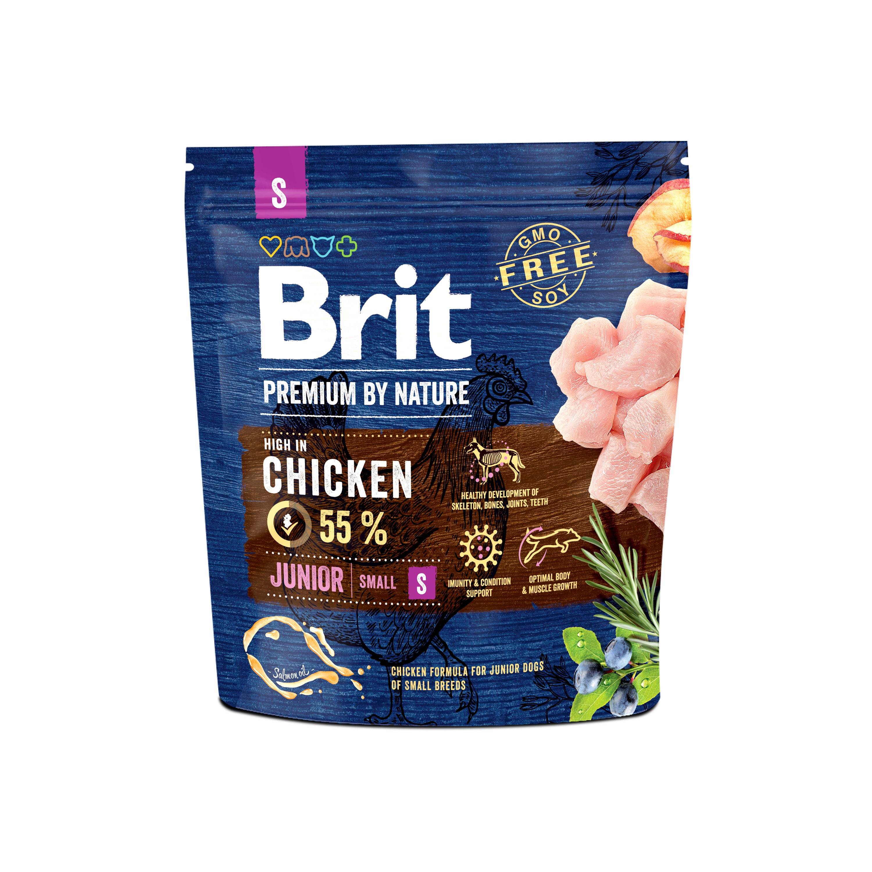 Brit Premium by Nature Junior Small Breed, kurczak, 1 kg Pełnoporcjowa karma dla szczeniąt i juniorów małych ras