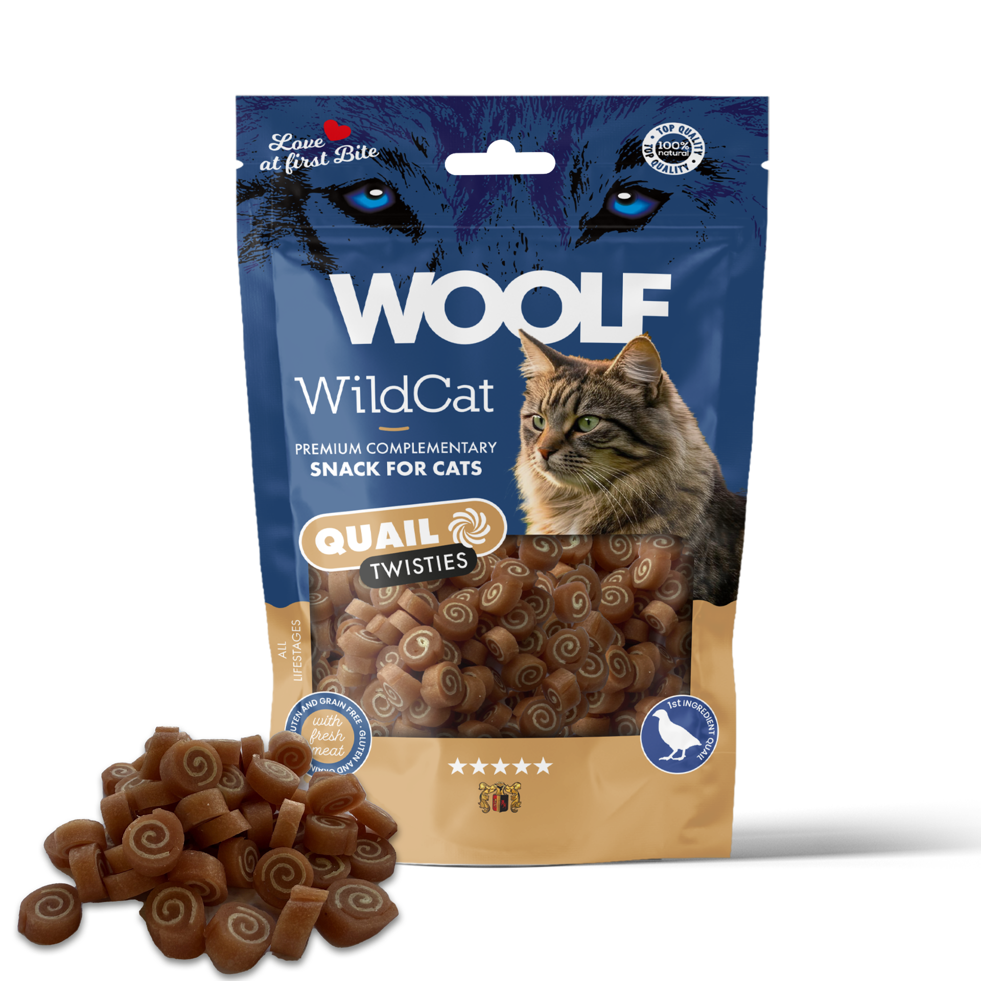 Woolf WildCat Quail Twisties 50g