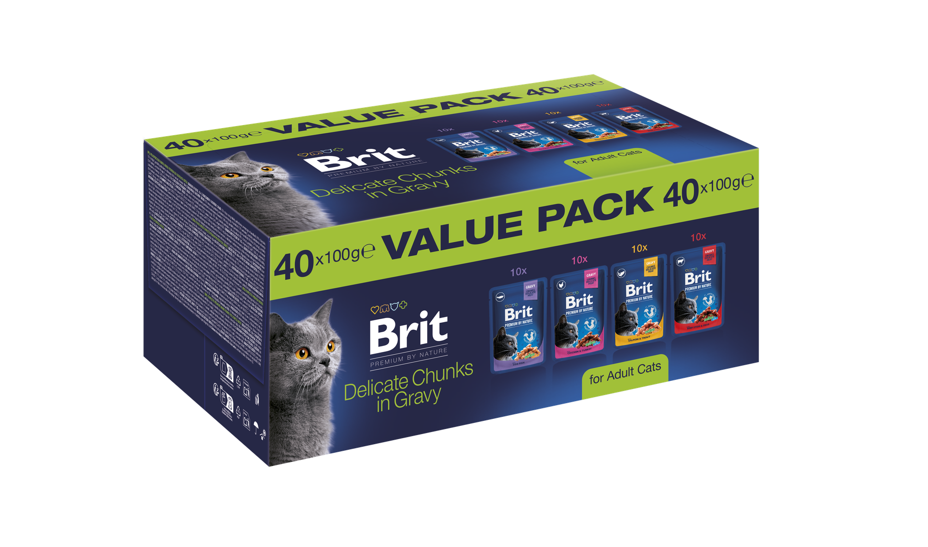 Brit Premium by Nature Cat Value Pack for Adult Cats 40x100g mokra karma w saszetkach