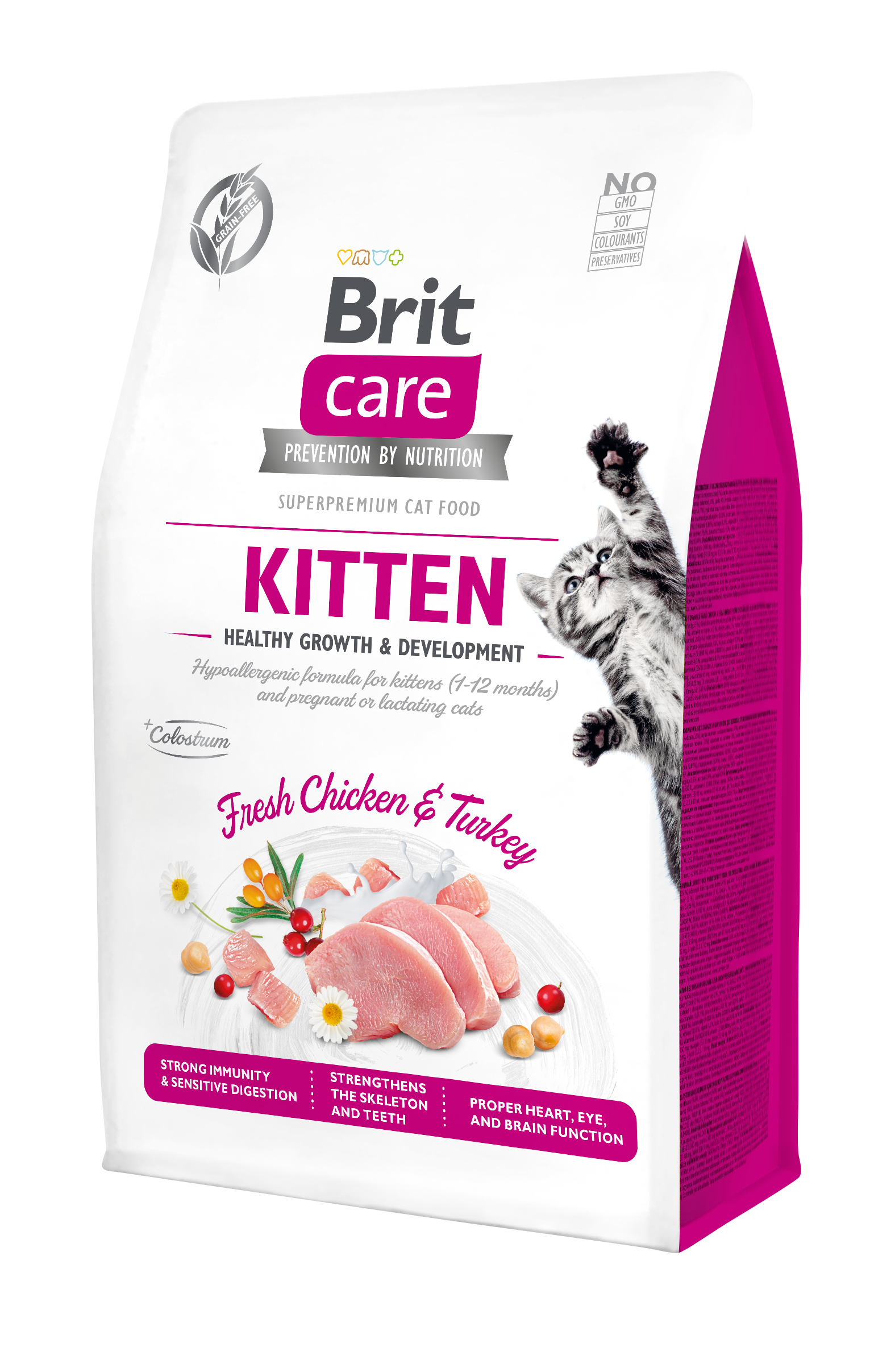 Brit Care Cat Grain-Free Kitten, kurczak i indyk, 400 g Pełnoporcjowa karma sucha dla kociąt
