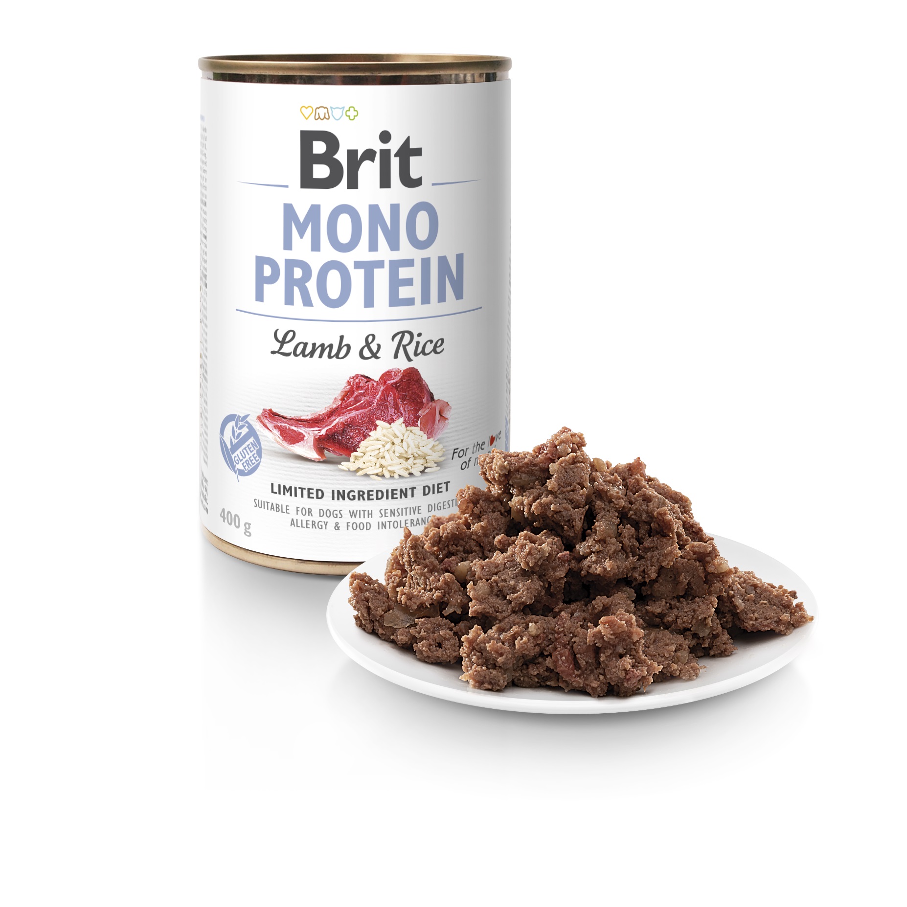 Brit Mono Protein, jagnięcina i ryż, 400 g Monobiałkowa, hipoalergiczna karma mokra dla psów dorosłych