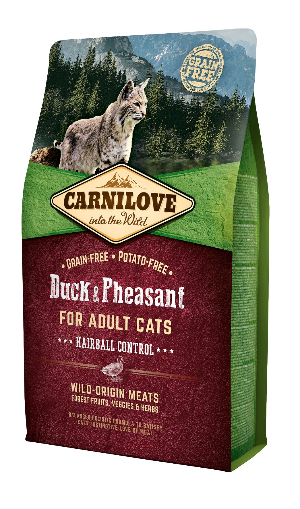 Carnilove Cat Hairball Control, kaczka i bażant, 2kg Pełnoporcjowa karma dla kotów ułatwiająca wydalanie kul włosowych