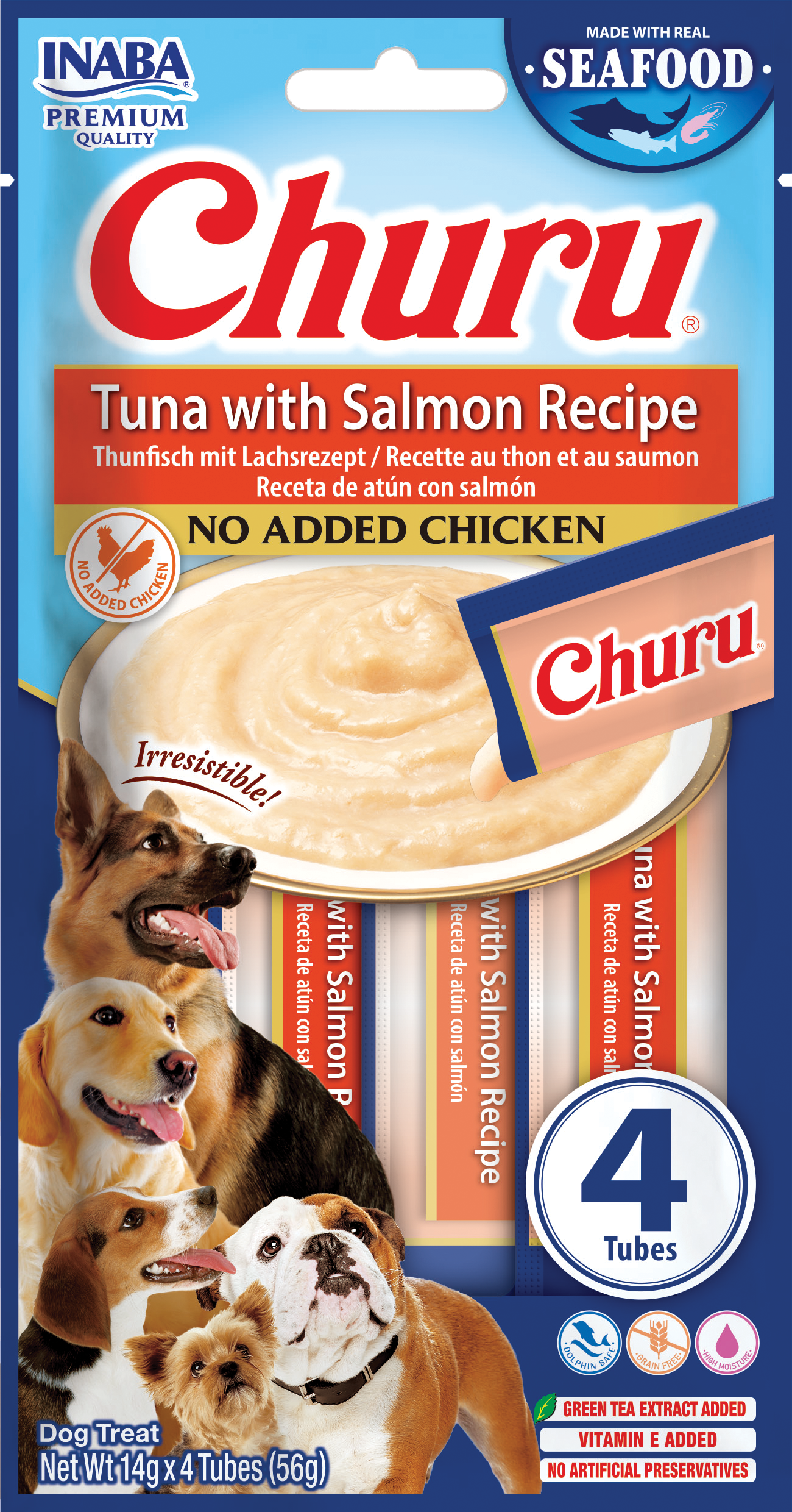 Dog Churu (Fish Based) Tuna with Salmon Recipe 4x14g (56g)