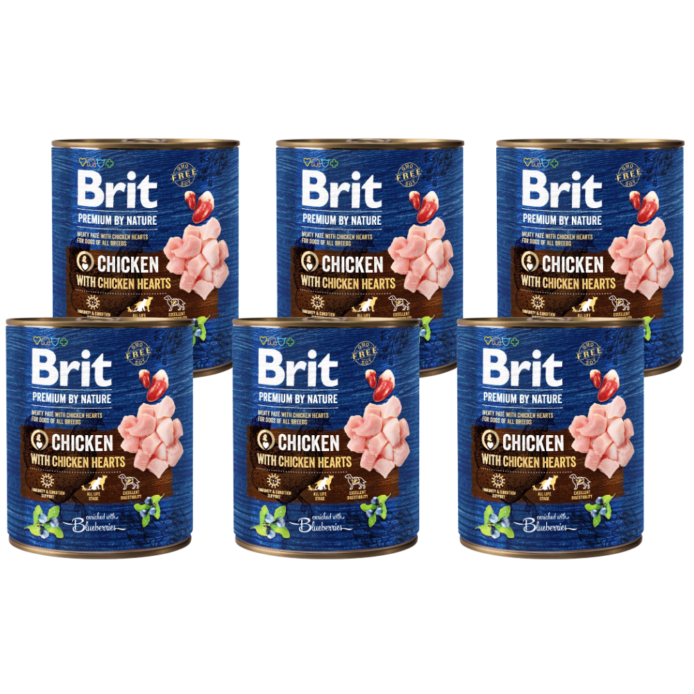 Promocja 5 szt + 1 szt Brit Premium by Nature Chicken with Hearts