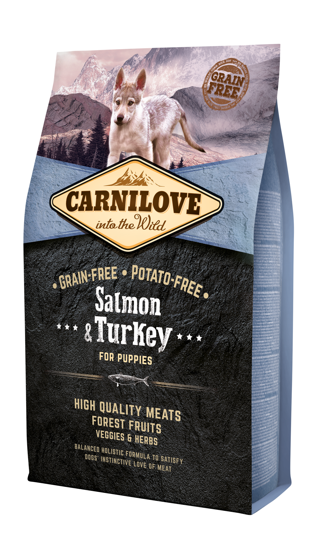 Carnilove, łosoś i indyk, 4kg Bezzbożowa karma dla szczeniąt wszystkich ras