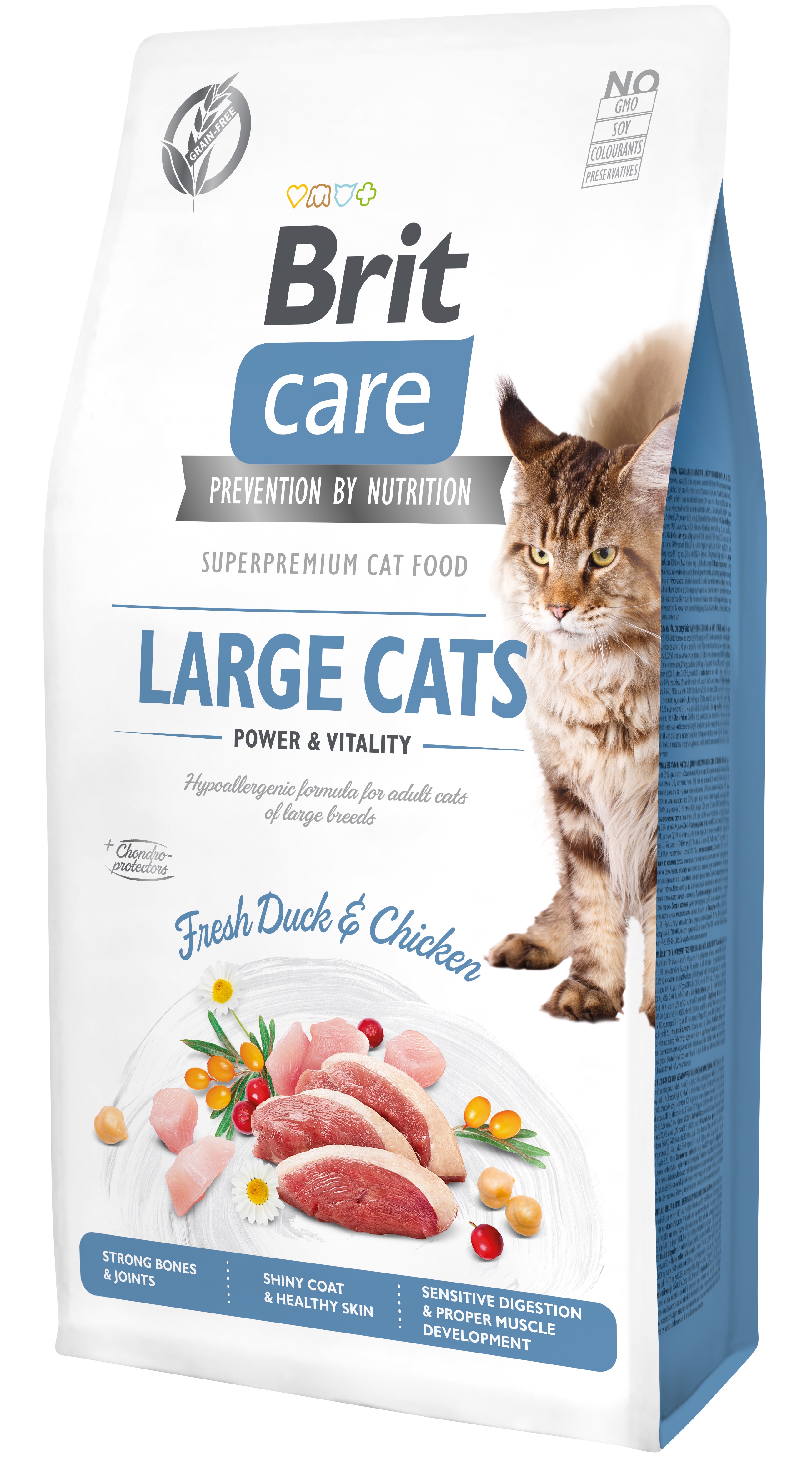 Brit Care Cat Grain-Free Large Cats, kaczka i kurczak, 7 kg Pełnoporcjowa karma sucha dla dorosłych kotów dużych ras