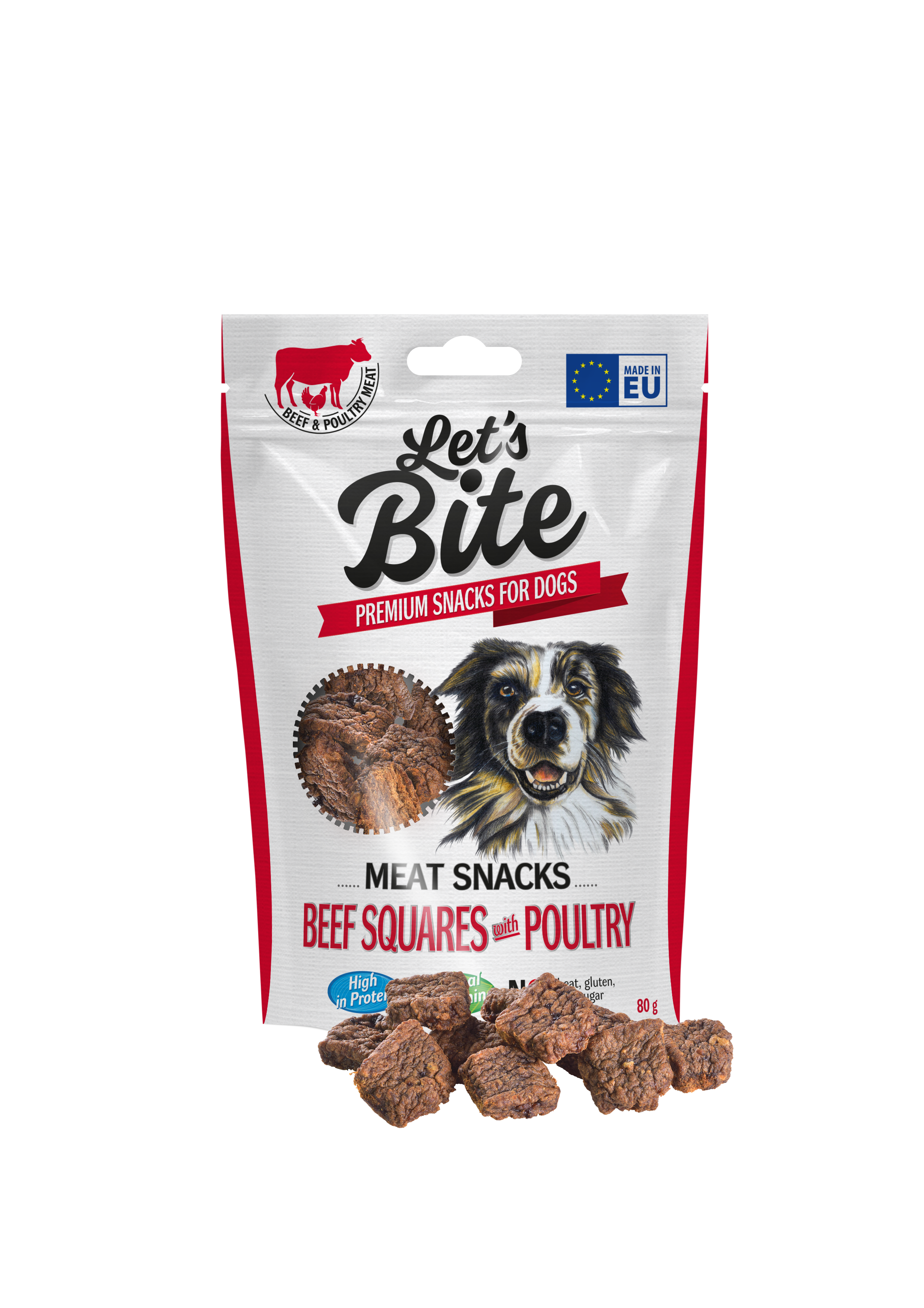 Let's Bite Meat Snacks Beef Squares Poultry 80 g