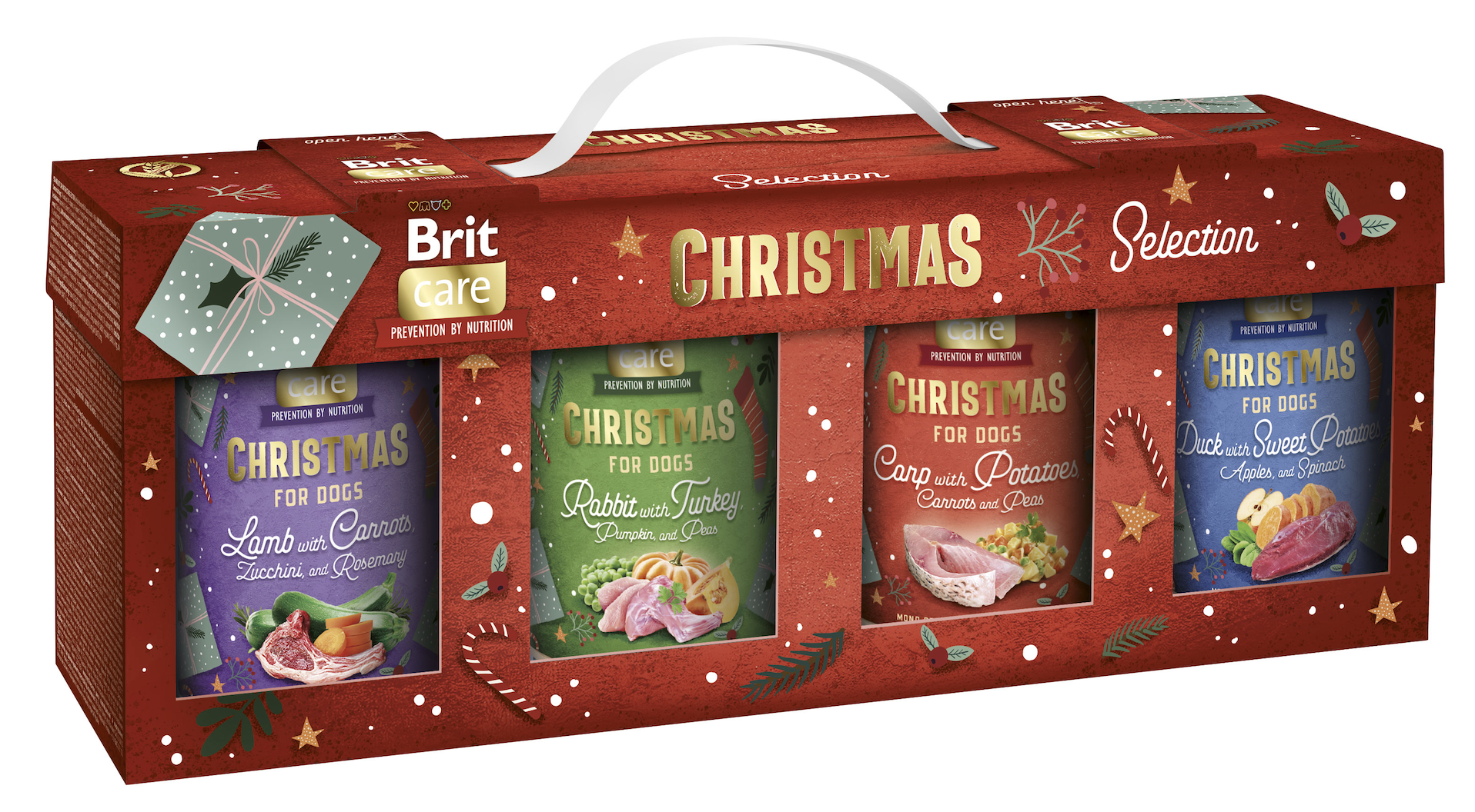 Brit Christmas, Zestaw świątecznych karm dla psów, 4x400g Zestaw pełnoporcjowych, mokrych karm w świątecznych smakach dla psów wszystkich ras.