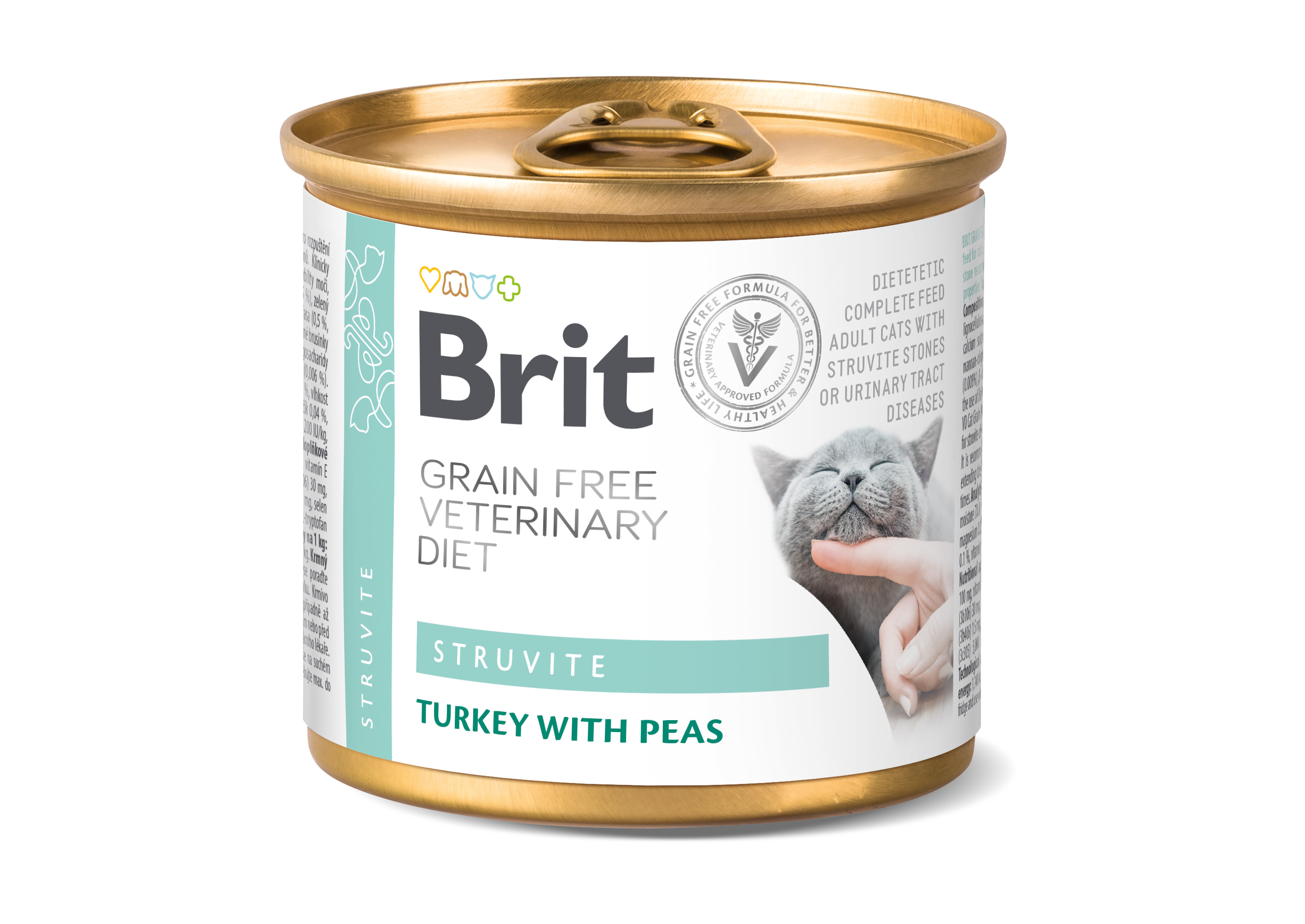 Brit Grain Free Veterinary Diet Cat Struvite, indyk i groszek zielony, 200 g Dietetyczna karma dla kotów z problemami z kamieniami moczowymi
