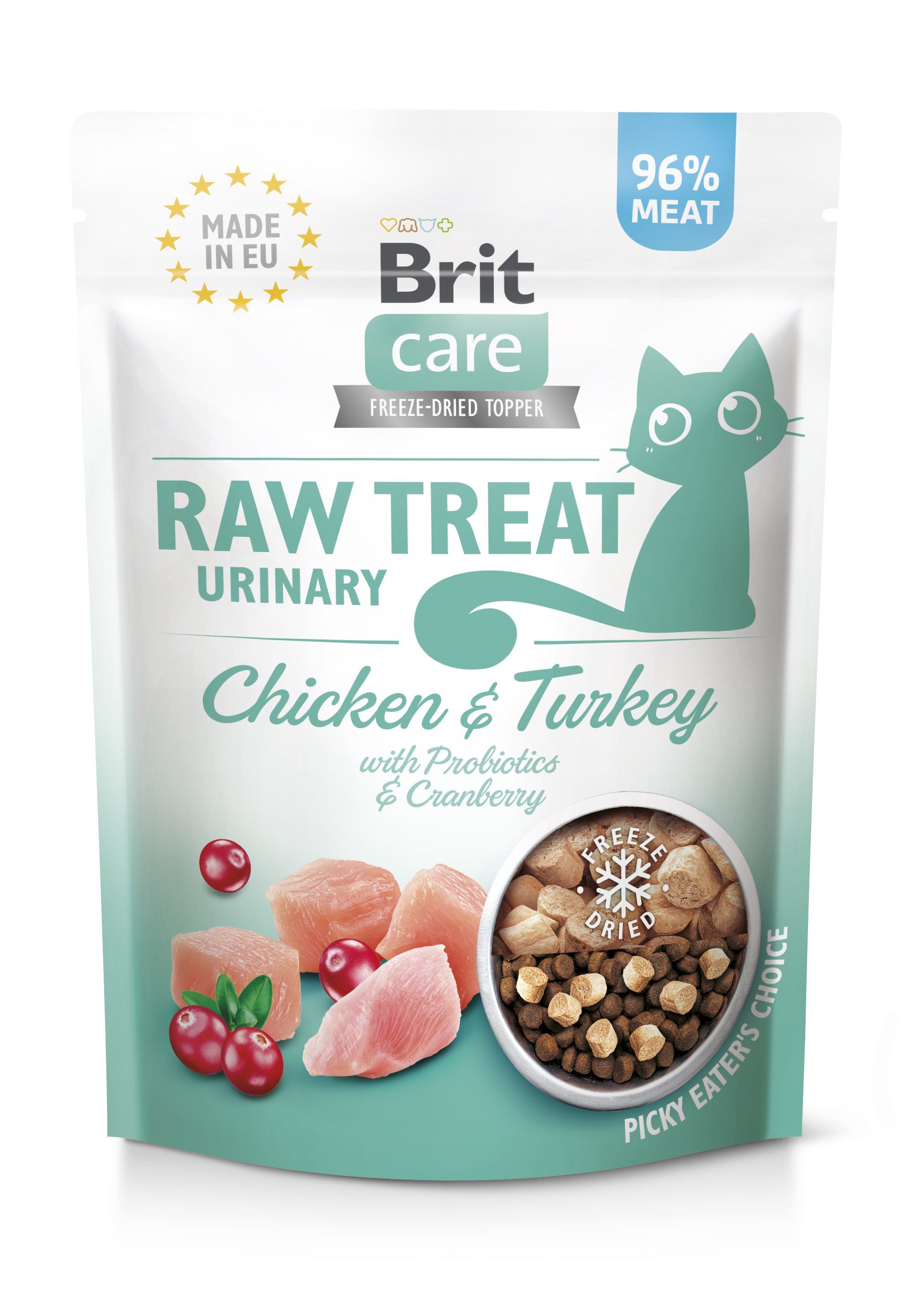 Brit Raw Treat Cat Urinary, kurczak i indyk, 40 g Karma uzupełniająca dla dorosłych kotów po sterylizacji