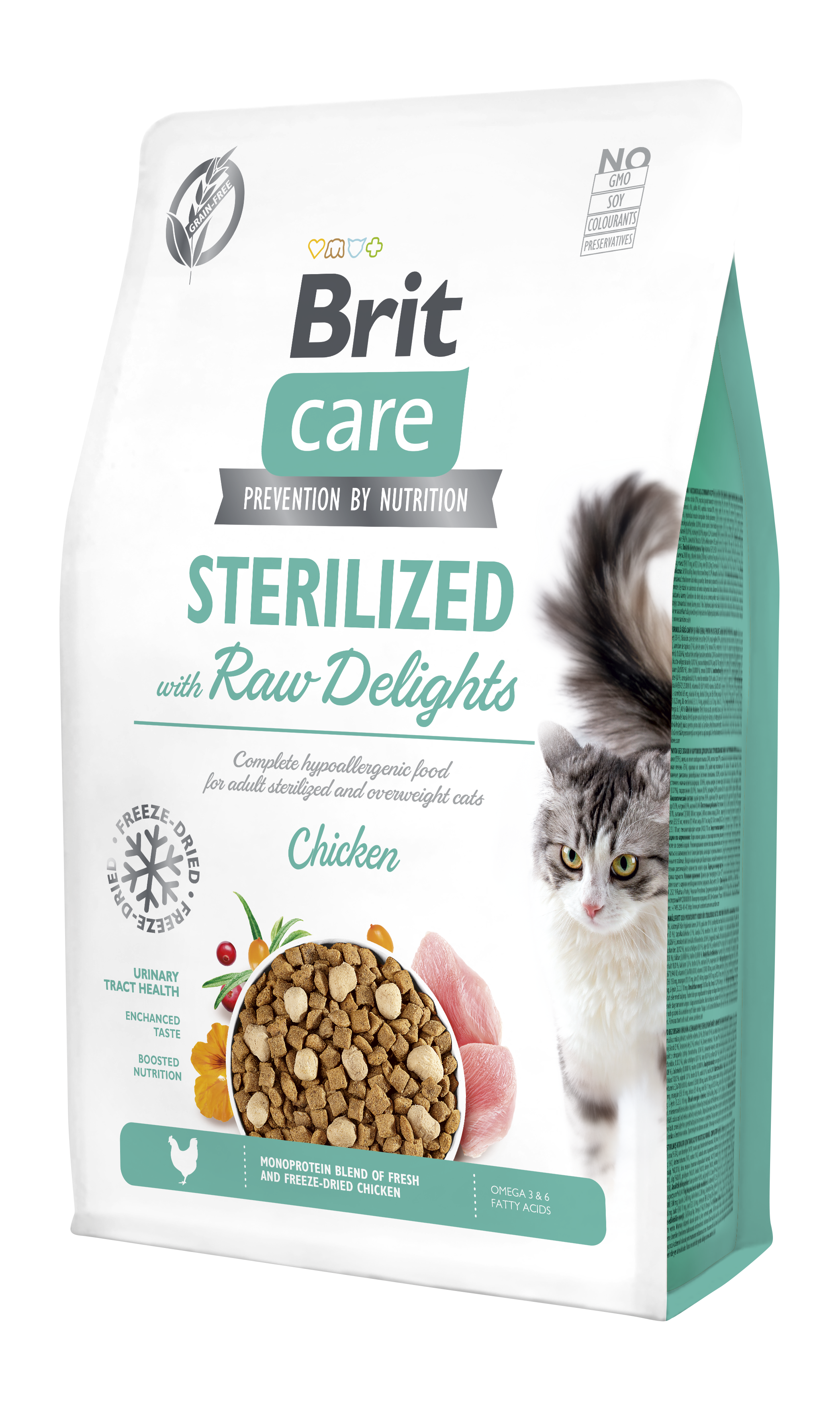 Brit Care Cat Raw Delights Sterilized, kurczak 2kg Pełnoporcjowa, hipoalergiczna karma dla dorosłych kotów