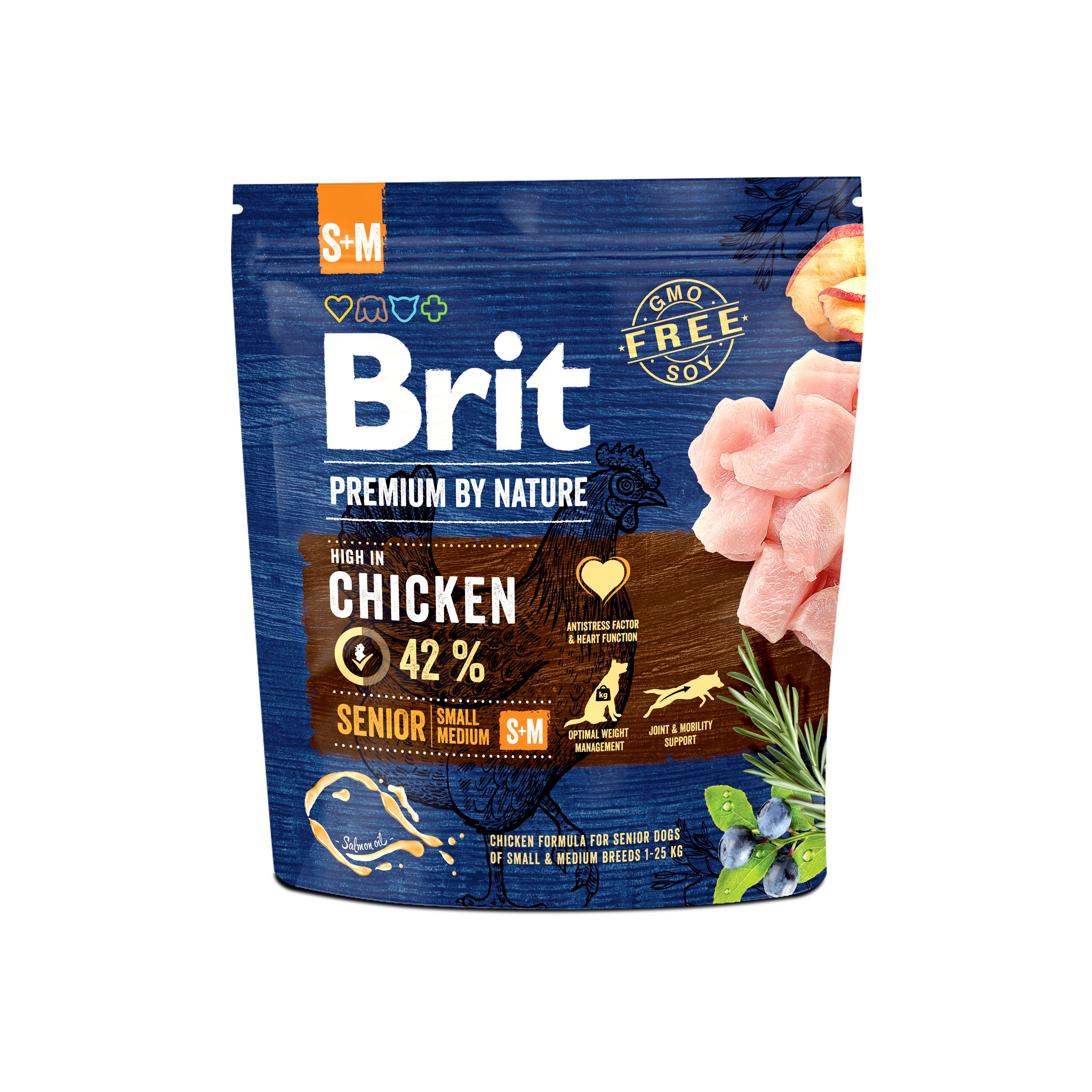 Brit Premium by Nature Senior Small + Medium Breed, kurczak, 1 kg Pełnoporcjowa karma dla psów starszych małych i średnich ras