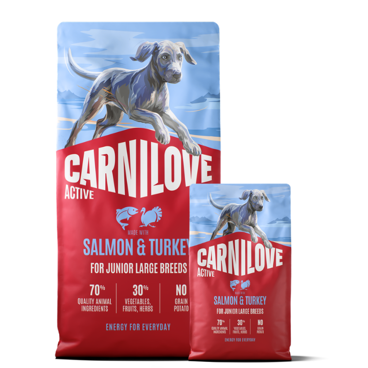 Promocja: 12kg + 4kg CARNILOVE ACTIVE Dog Salmon & Turkey Junior Large Breeds w atrakcyjnej cenie