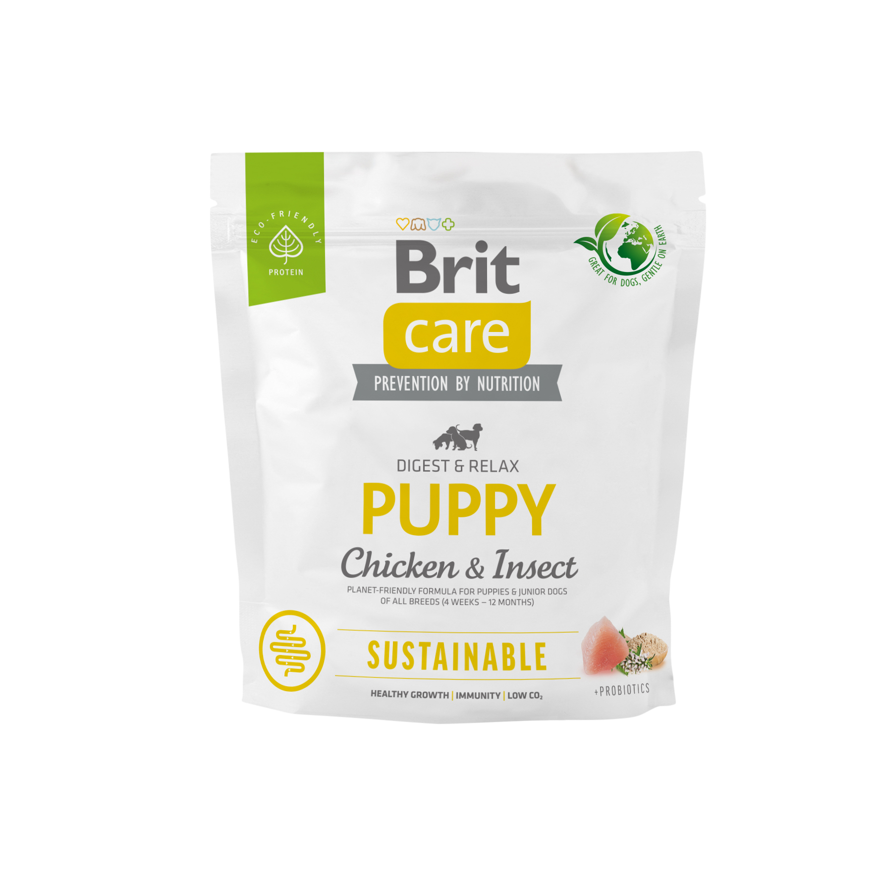 Brit Care Dog Sustainable Puppy, kurczak i owady, 1 kg Pełnoporcjowa karma dla szczeniąt i młodych psów wszystkich ras