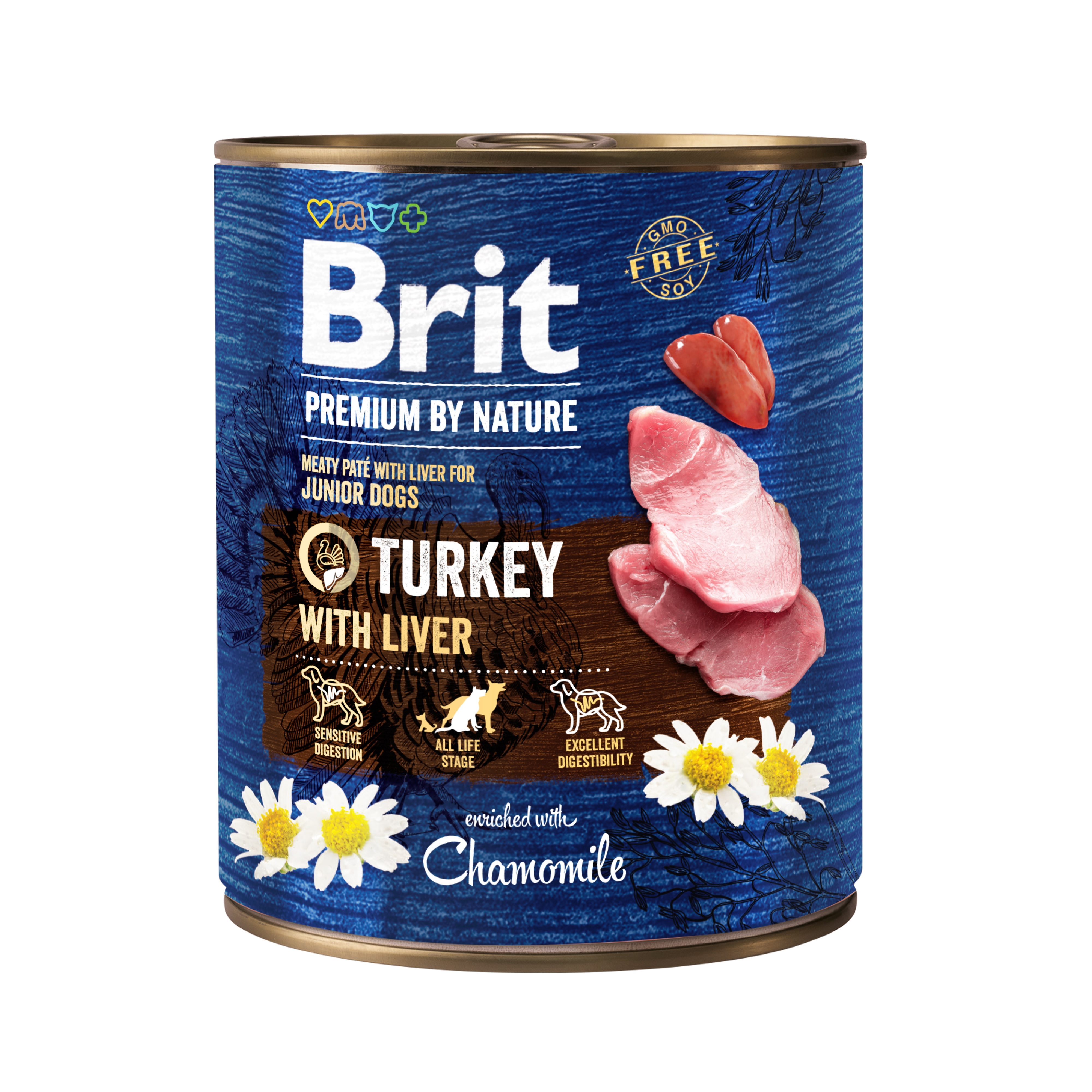 Brit Premium by Nature Junior, indyk z wątrobą, 800 g Pełnoporcjowa karma mokra dla młodych psów wszystkich ras