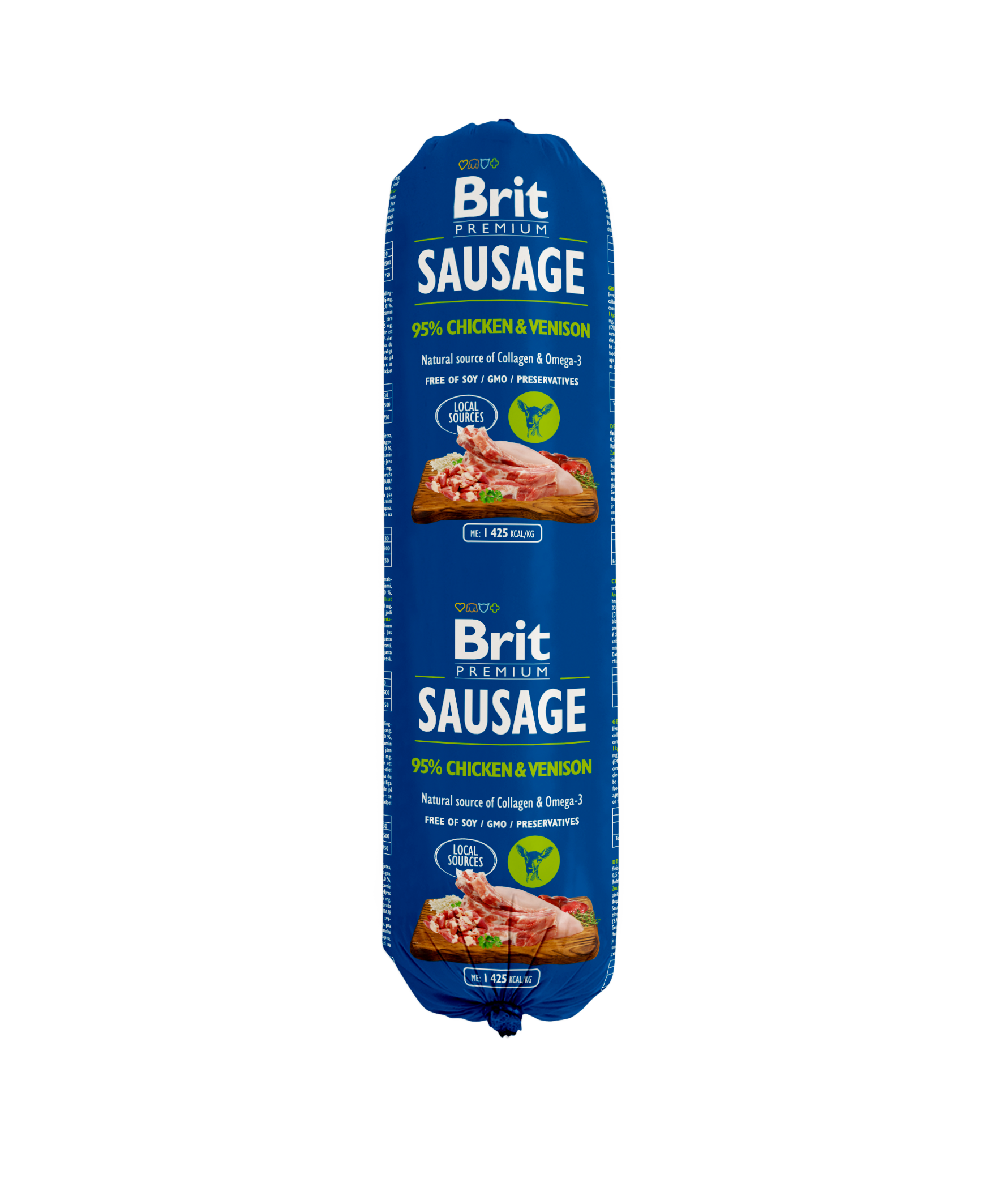 Brit Sausage, kurczak i dziczyzna, 800 g Pełnoporcjowa karma mokra dla wszystkich psów bez względu na rasę