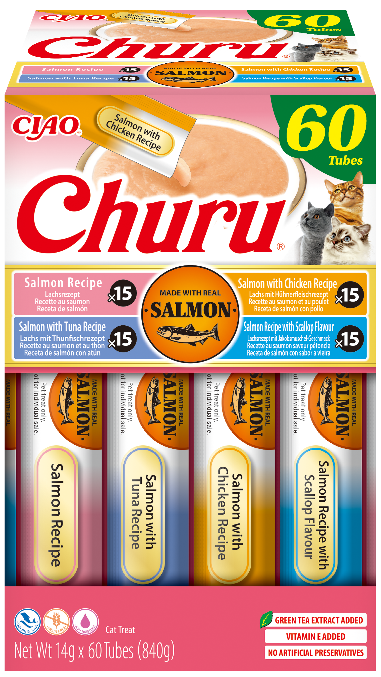 Inaba Cat Churu 60P Churu Salmon 60 x 14g (840g)