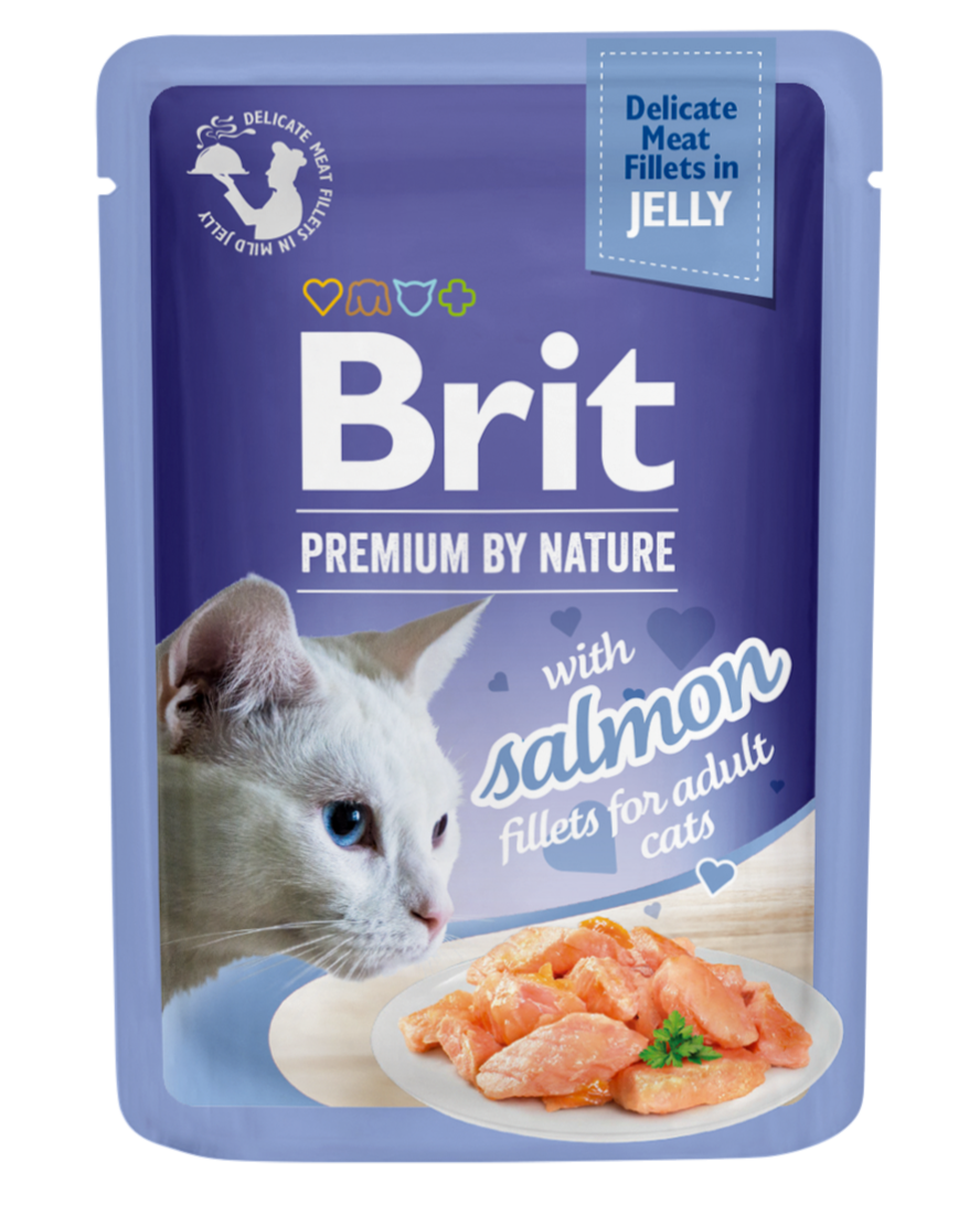 Brit Premium by Nature Cat Delicate Fillets in Jelly, łosoś, 85g Mokra karma pełnoporcjowa dla dorosłych kotów