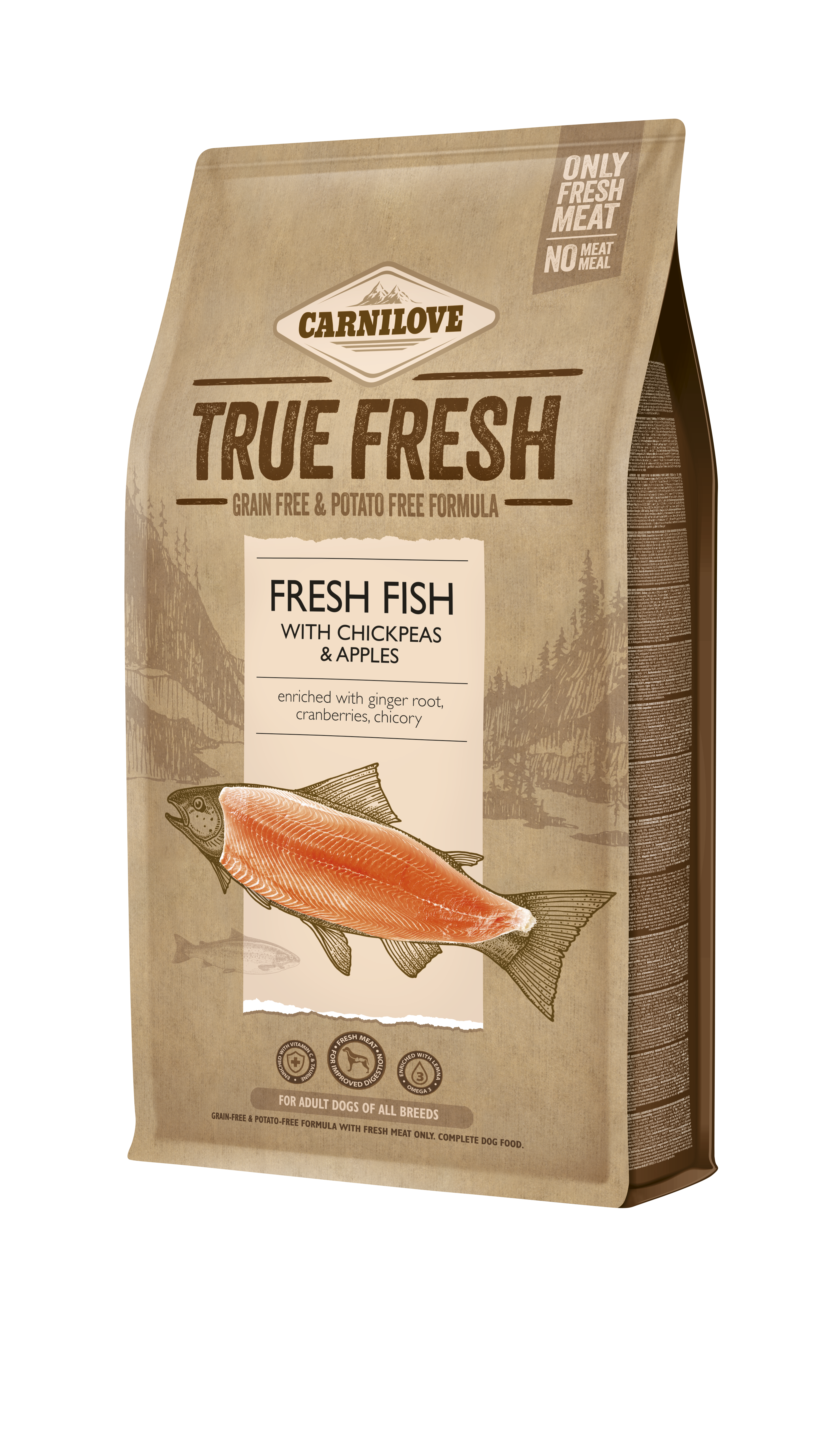 Carnilove True Fresh Dog Adult Fresh Fish with Chickpeas & Apples