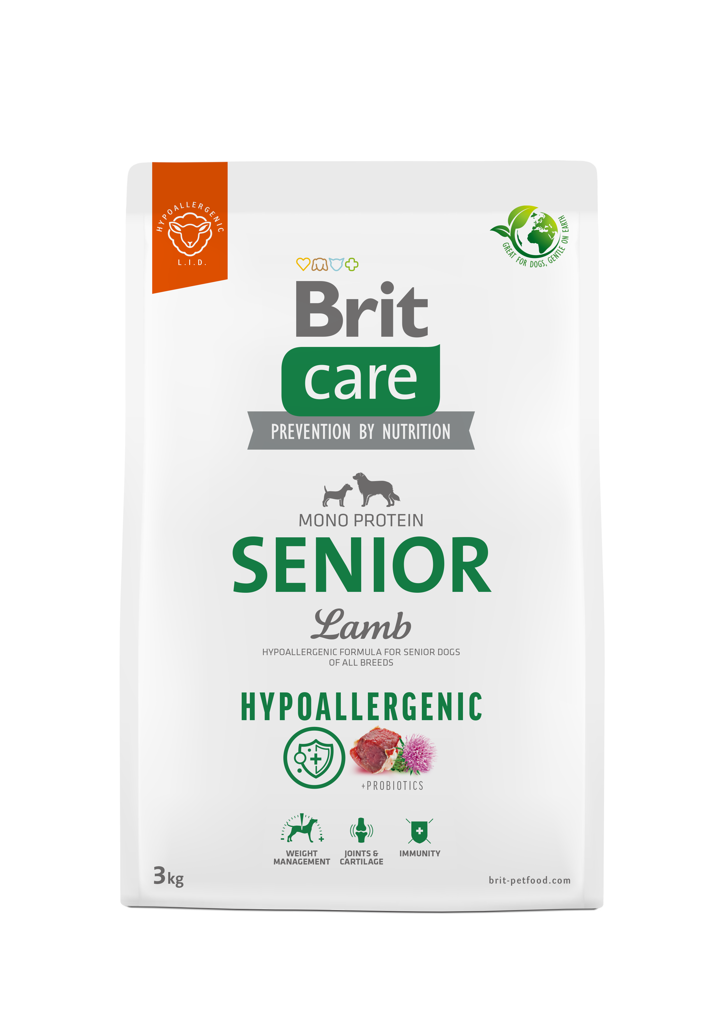 Brit Care Dog Hypoallergenic Senior, jagnięcina, 3 kg Hipoalergiczna karma dla starszych psów wszystkich ras
