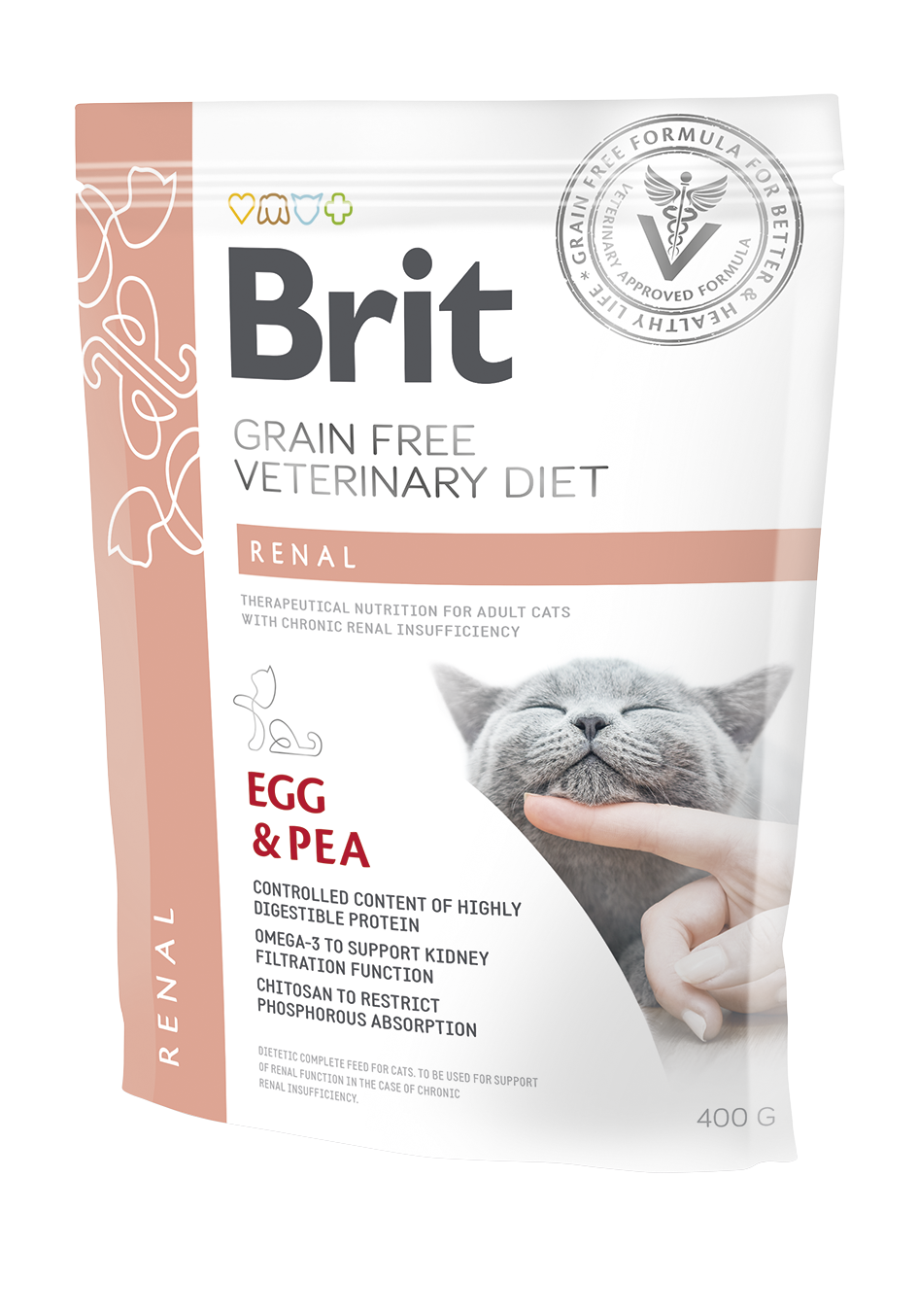 Brit Veterinary Diets Cat Grain-free Renal, jajka i groszek, 400 g Bezzbożowa karma dla kotów z chorobami nerek