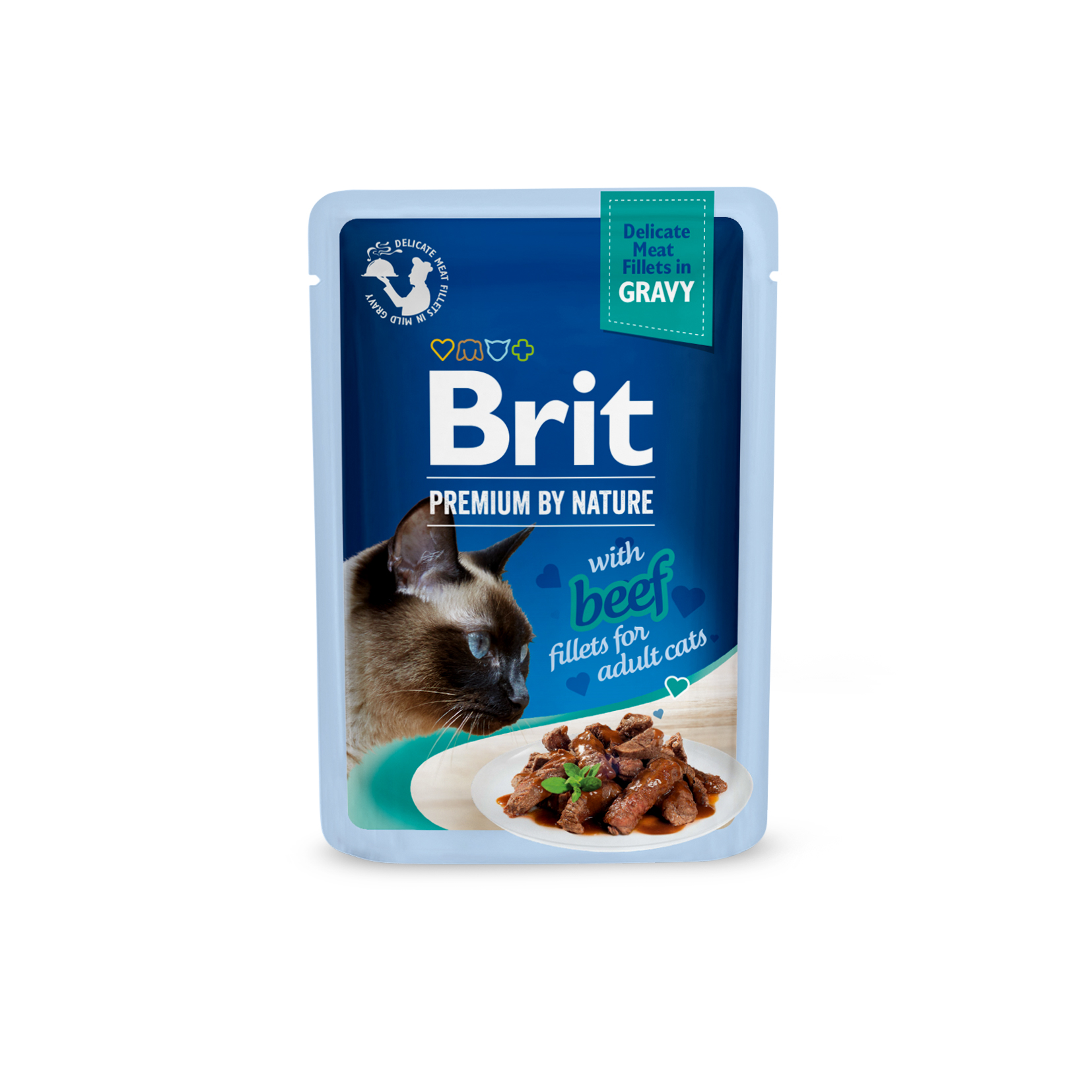 Brit Premium Cat Pouch Fillets in Gravy Adult, wołowina, 85g Karma mokra dla dorosłych kotów