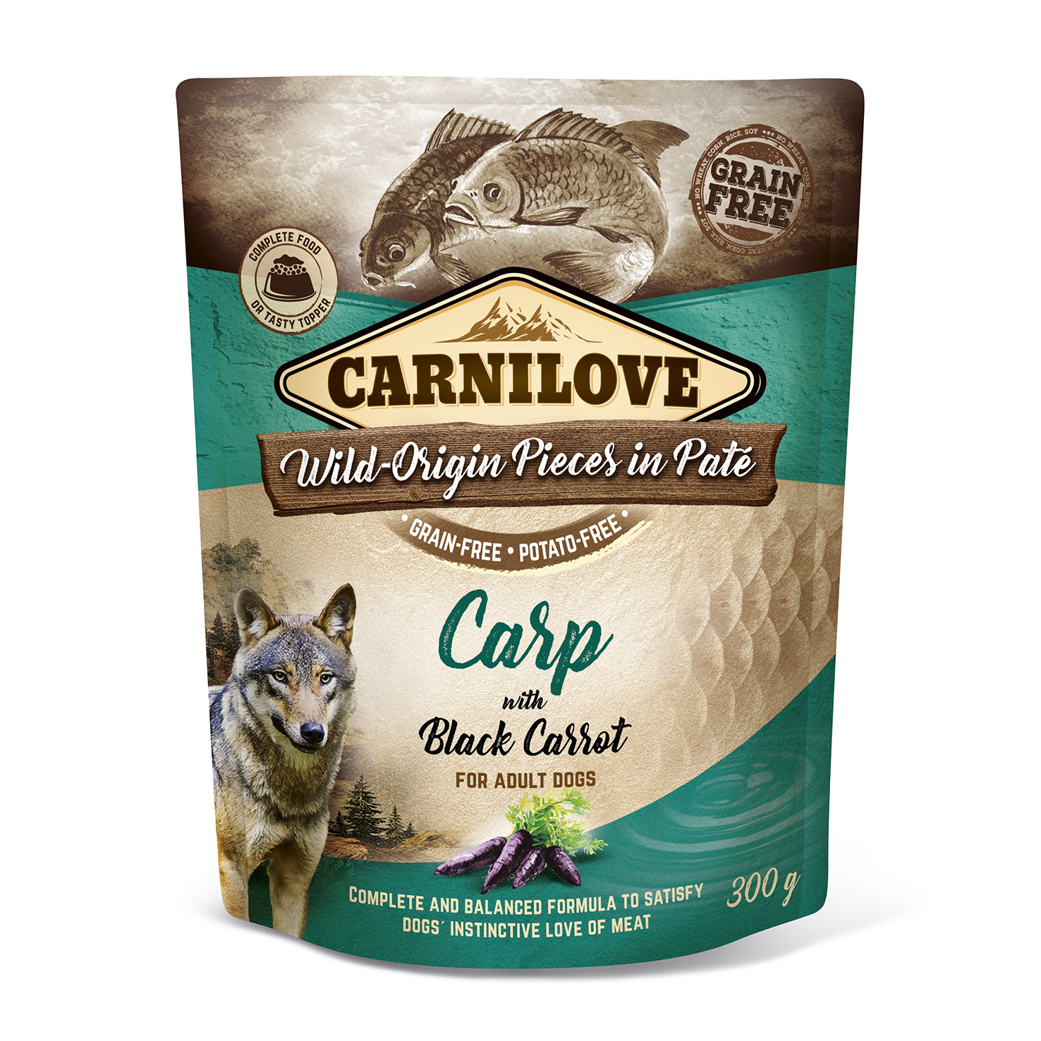 Promocja 10 szt + 2 szt Carnilove Dog Adult Carp & Black Carrot 300g