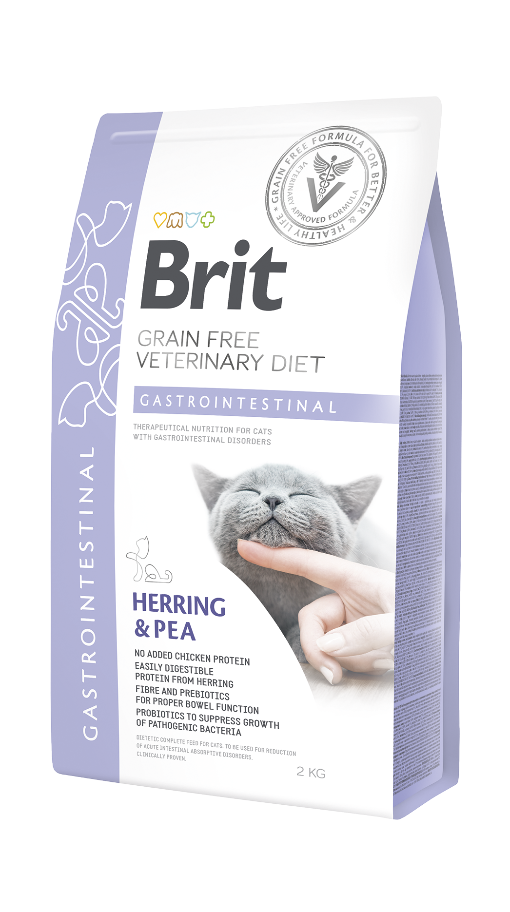 Brit Veterinary Diets Cat Grain-free Gastrointestinal, śledź i żółty groszek, 2 kg Dietetyczna karma dla kociąt i kotów dorosłych z problemami przewodu pokarmowego
