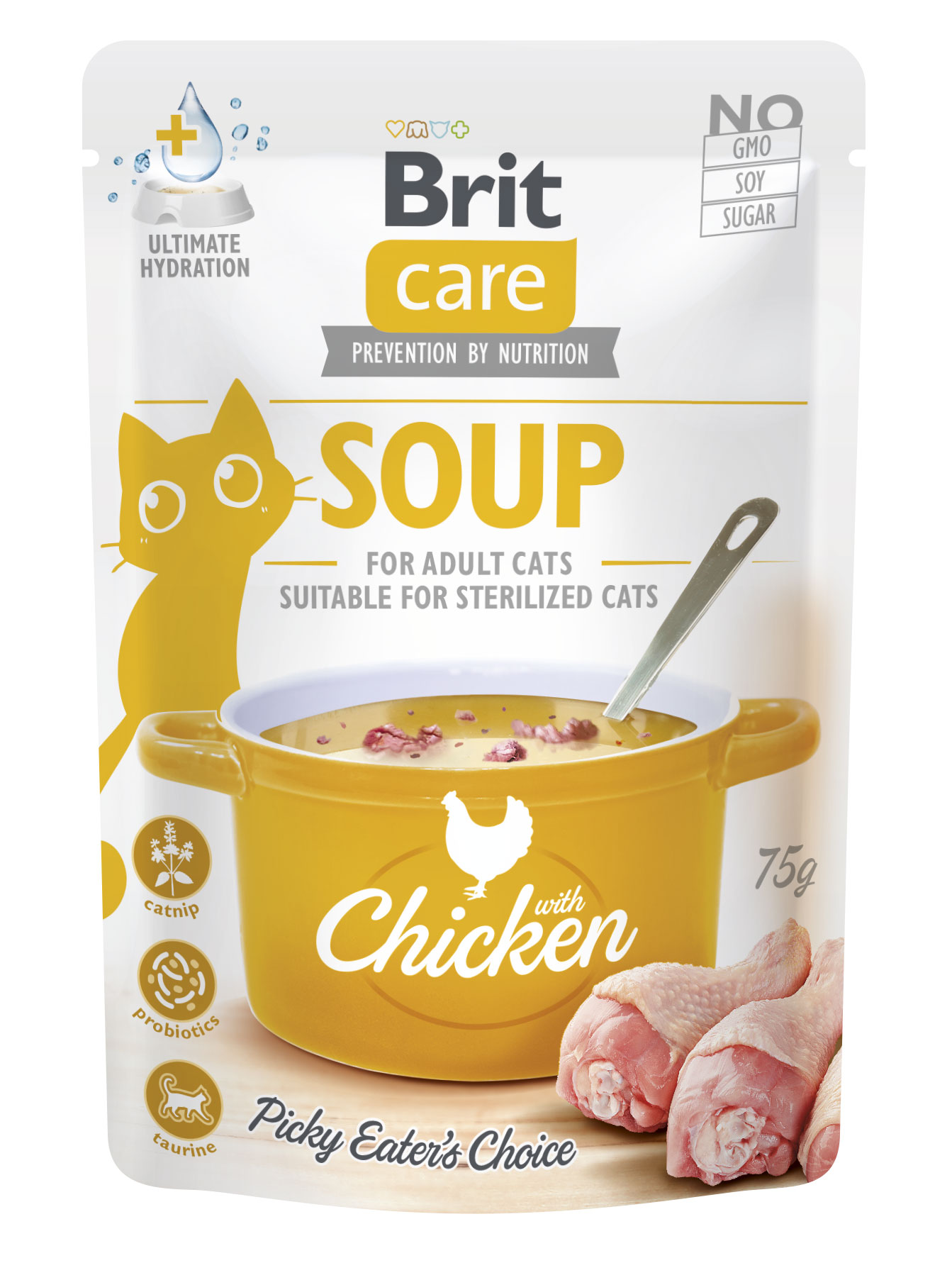 Brit Care Cat Soup, kurczak, 75 g Uzupełniająca karma mokra dla dorosłych kotów