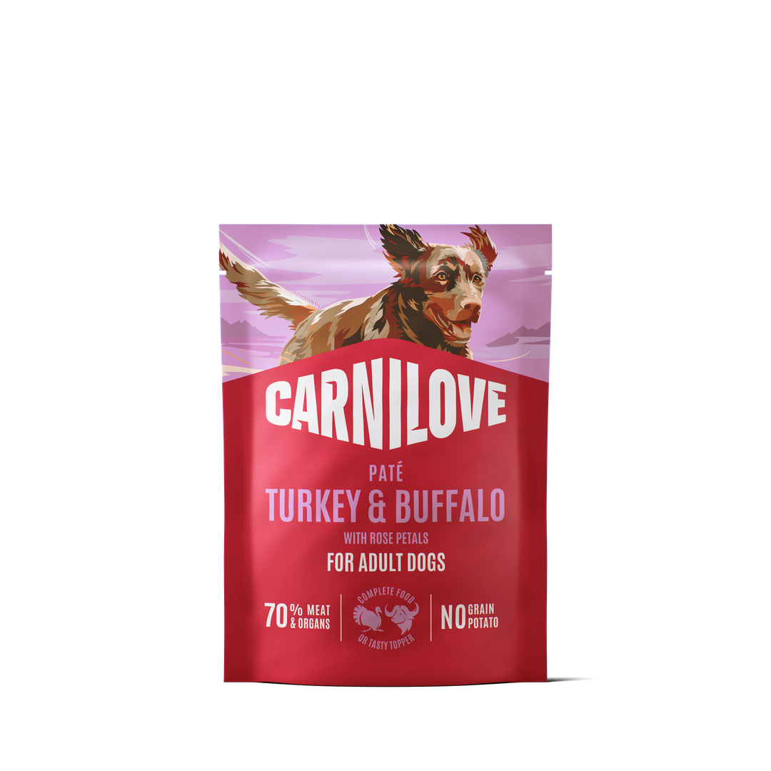 CARNILOVE Dog POUCH Paté Turkey & Buffalo with Rose Petals 300g