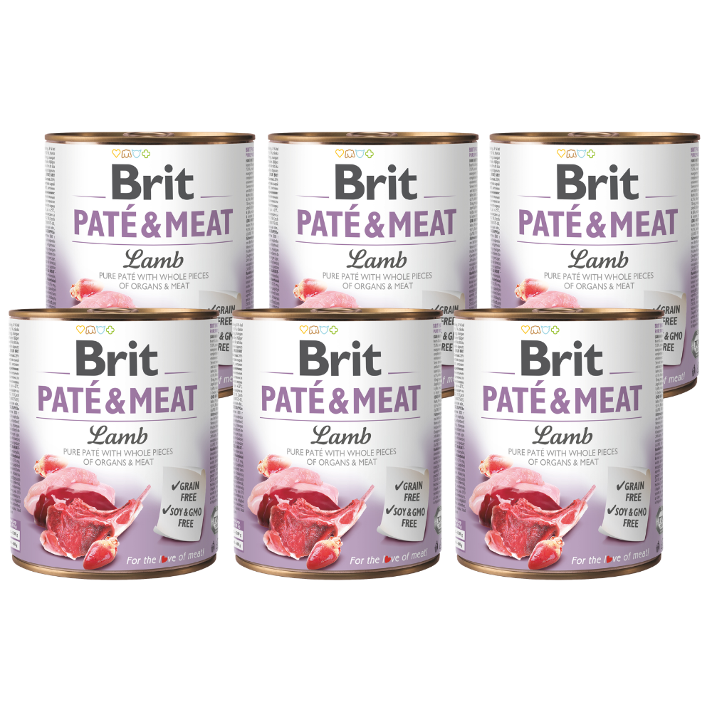 Promocja 5 szt + 1 szt Brit Pate & Meat Dog Adult Lamb