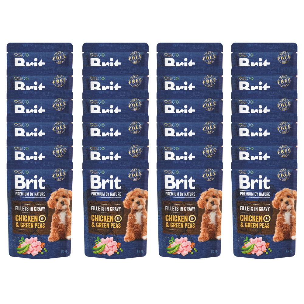 Promocja 20 szt + 4 szt Brit Premium By Nature Dog Fillets In Gravy Chicken With Green Peas