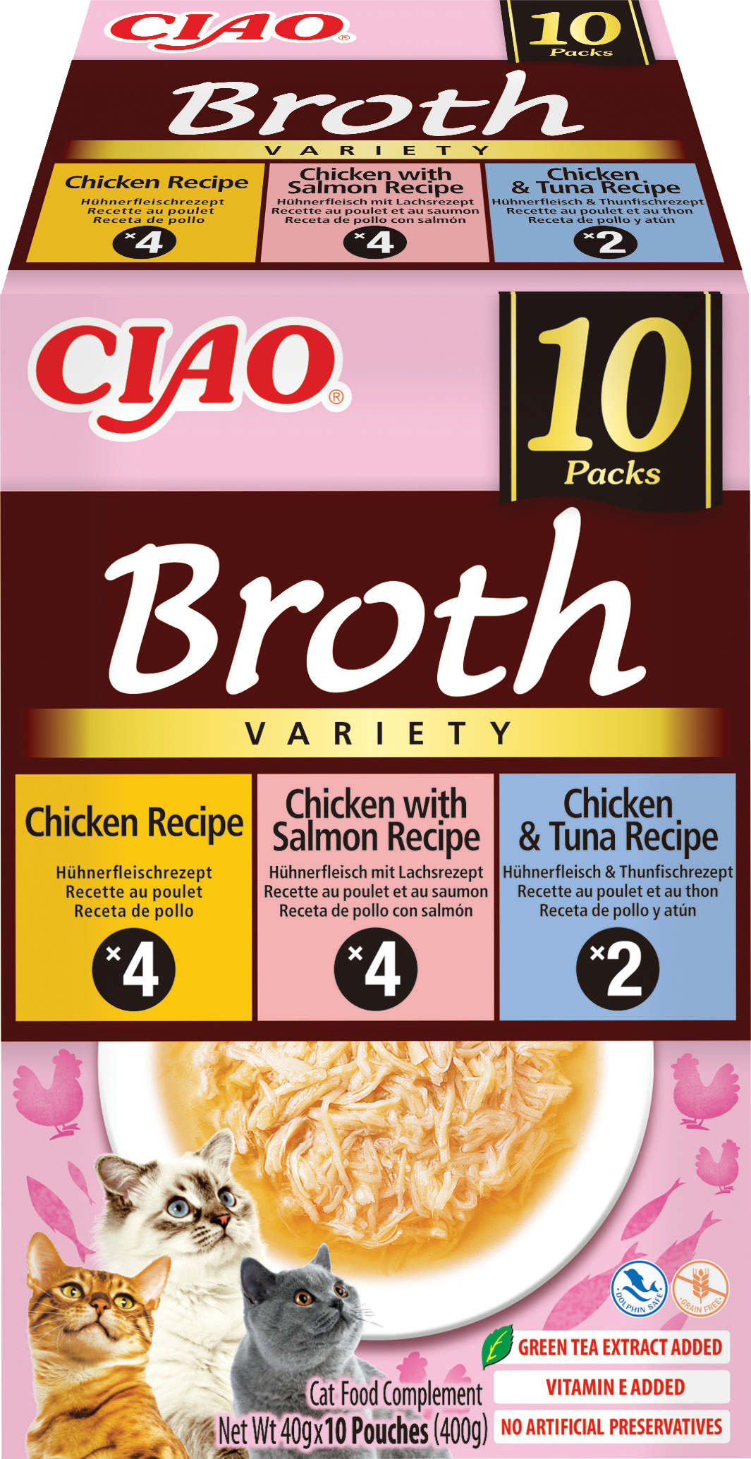INABA CIAO Broth 10p Chicken, Salmon, Tuna 10x40g (400g)
