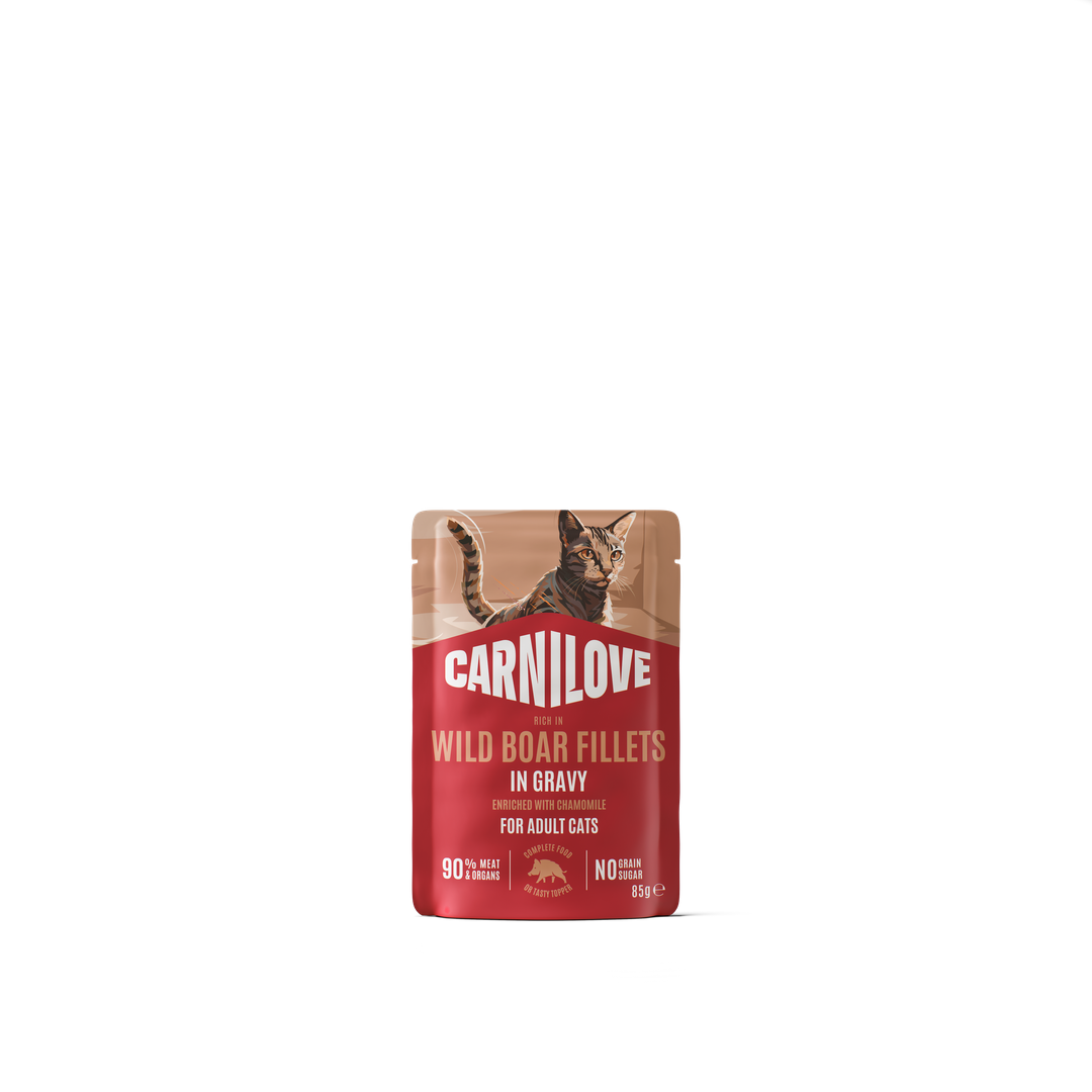 CARNILOVE Cat POUCH GRAVY rich in Wild Boar enriched with Chamomile 85g
