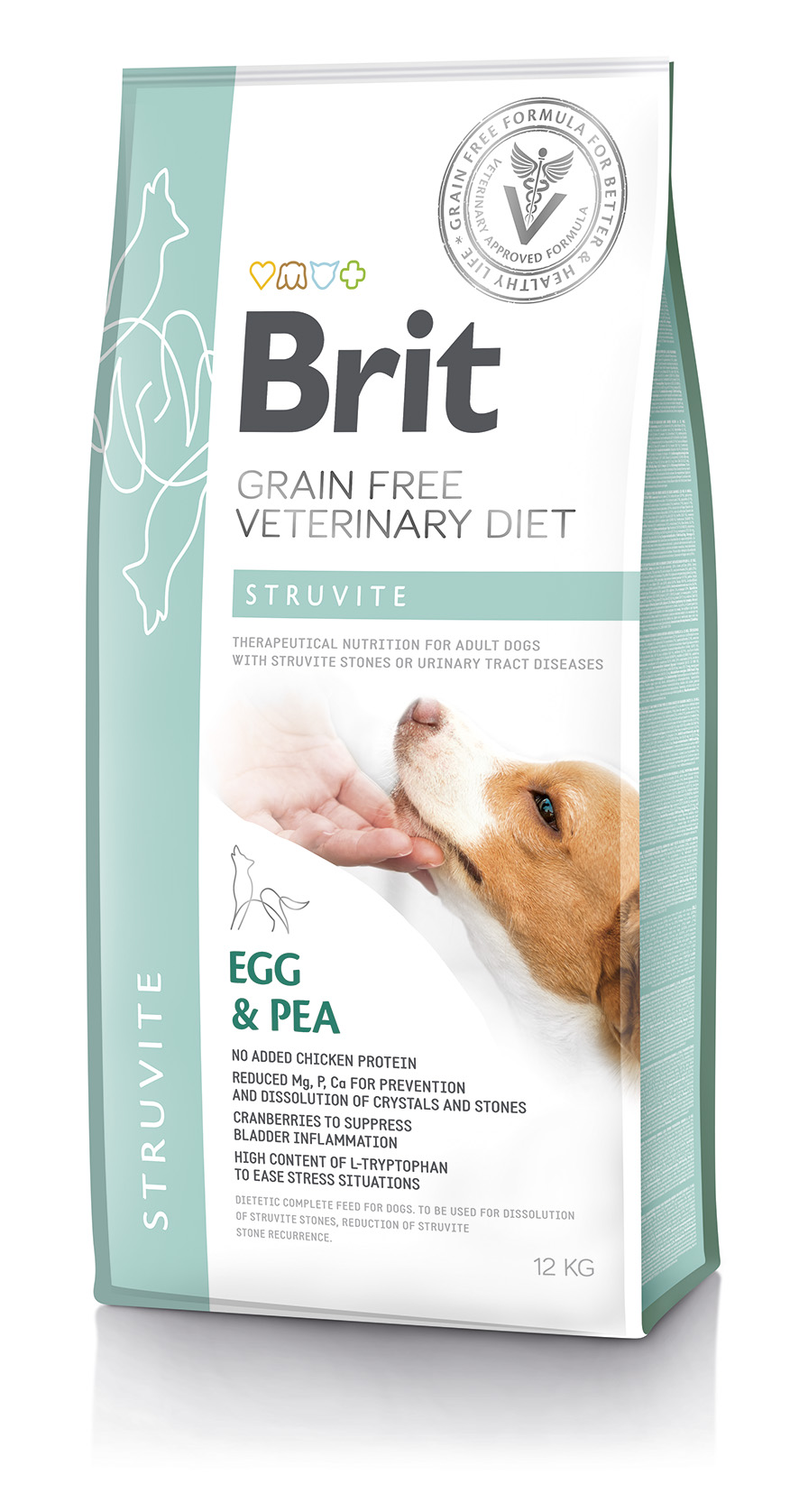 Brit Veterinary Diets Dog Grain Free Struvite, jaja, groszek i białko indyka, 12 kg Pełnoporcjowa karma dietetyczna dla psów z chorobami dolnych dróg moczowych