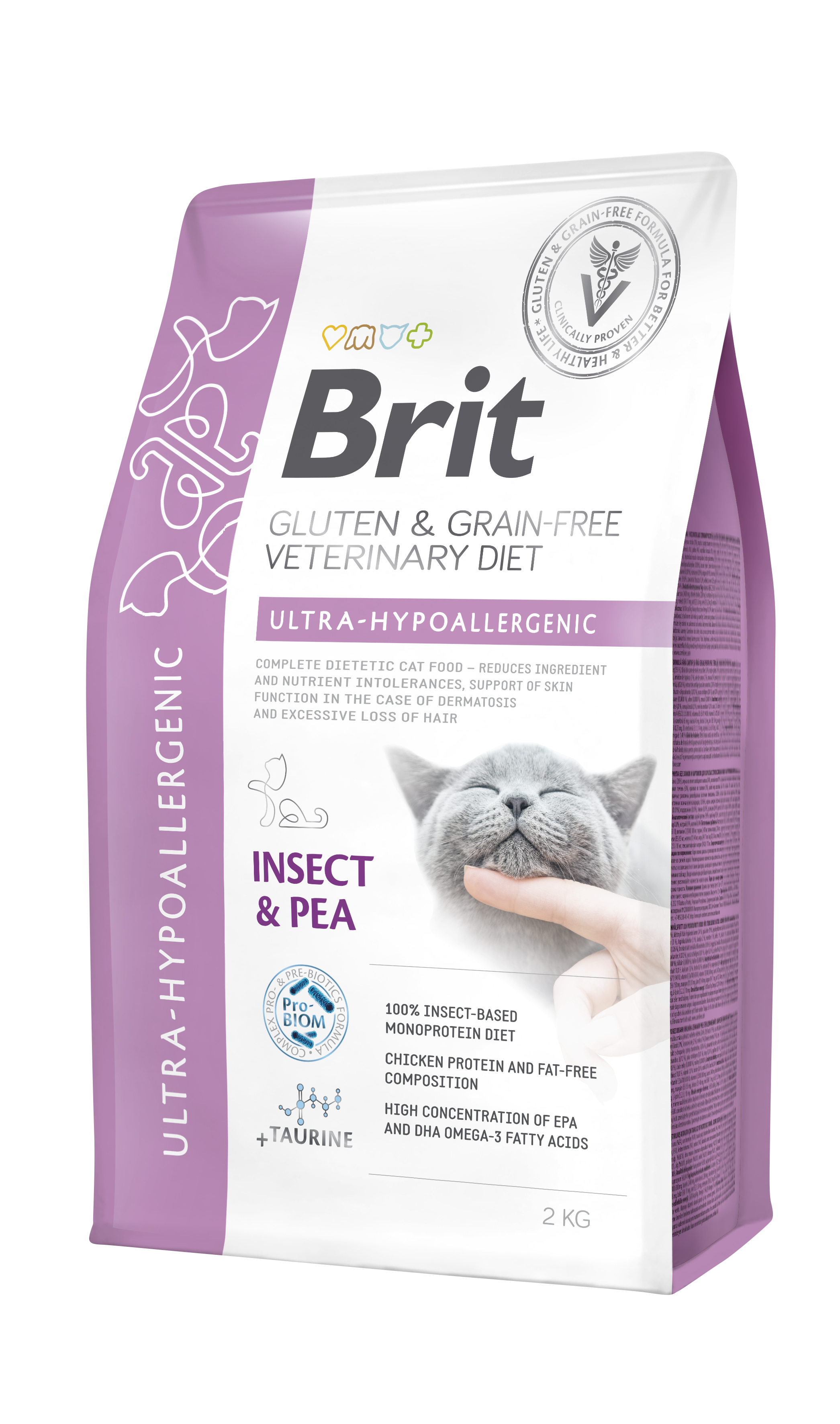Brit Veterinary Diets Cat Gluten & Grain Free Ultra-Hypoallergenic, owady i żółty groszek, 2 kg Dietetyczna karma hipoalergiczna dla kotów