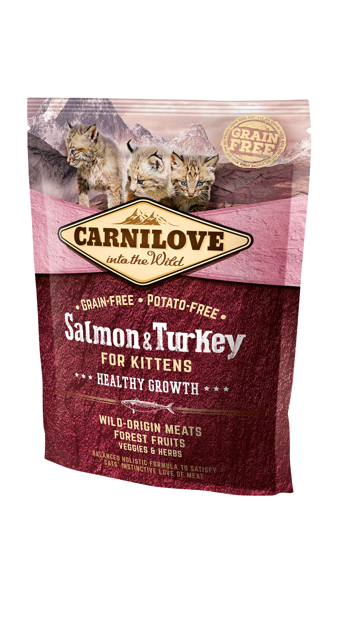 Carnilove Cat Kittens, łosoś i indyk, 400g Pełnoporcjowa karma dla kociąt oraz młodych kotów