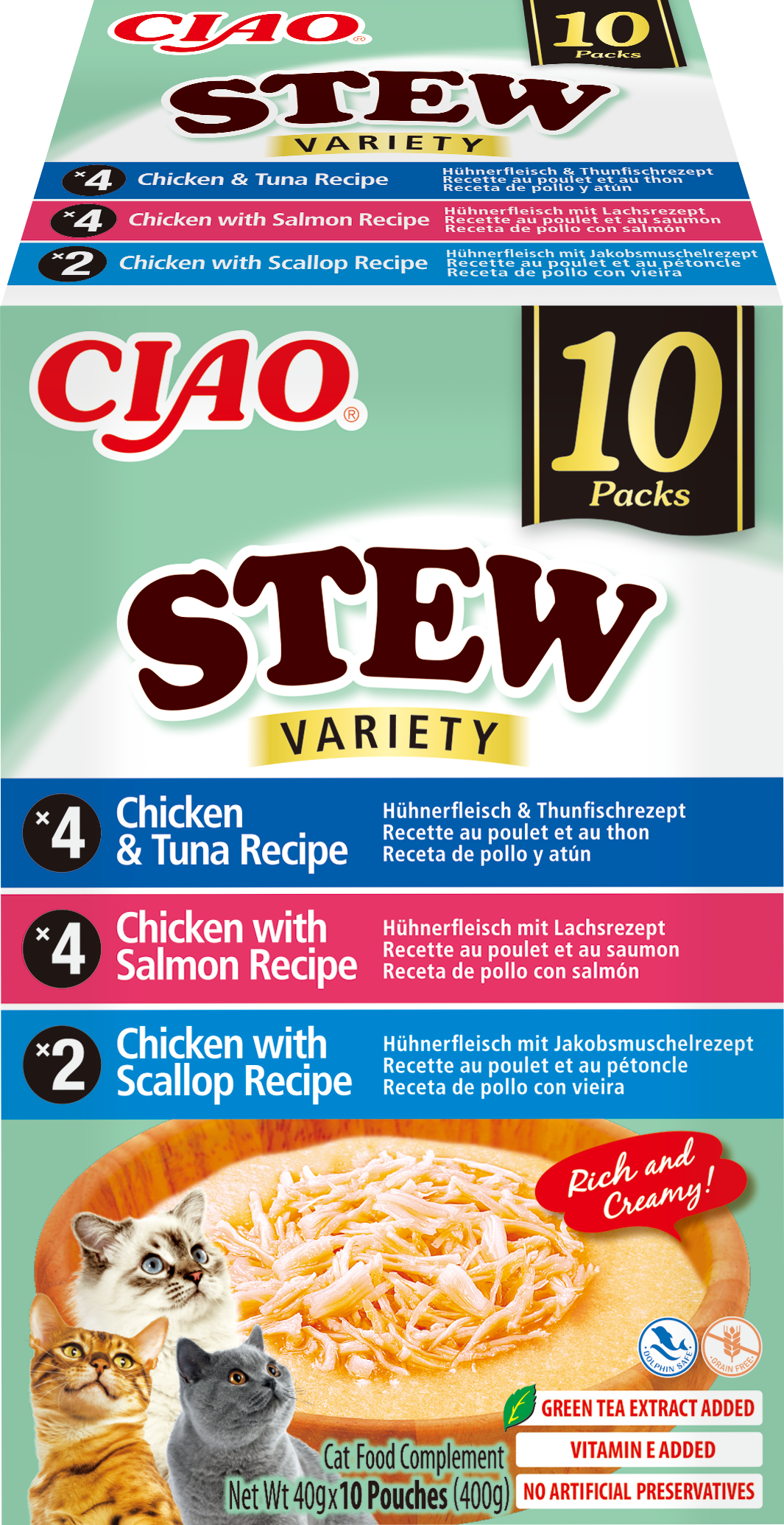 INABA CIAO Stew 10P Chicken, Fish, Scallop 10x40g (400g)