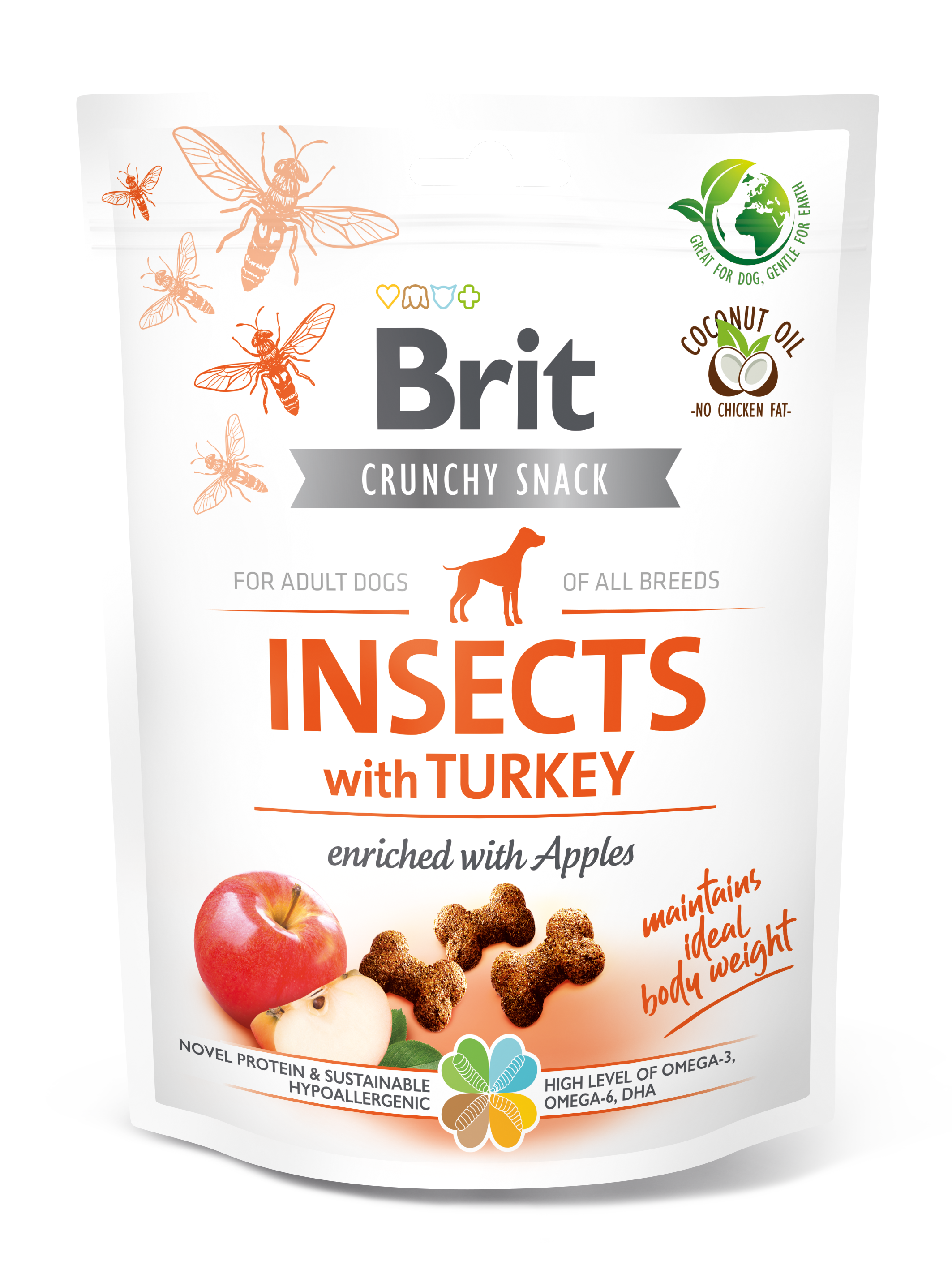 Brit Care Dog Crunchy Cracker, owady, indyk i jabłka Uzupełniająca karma sucha dla dorosłych psów wszystkich ras