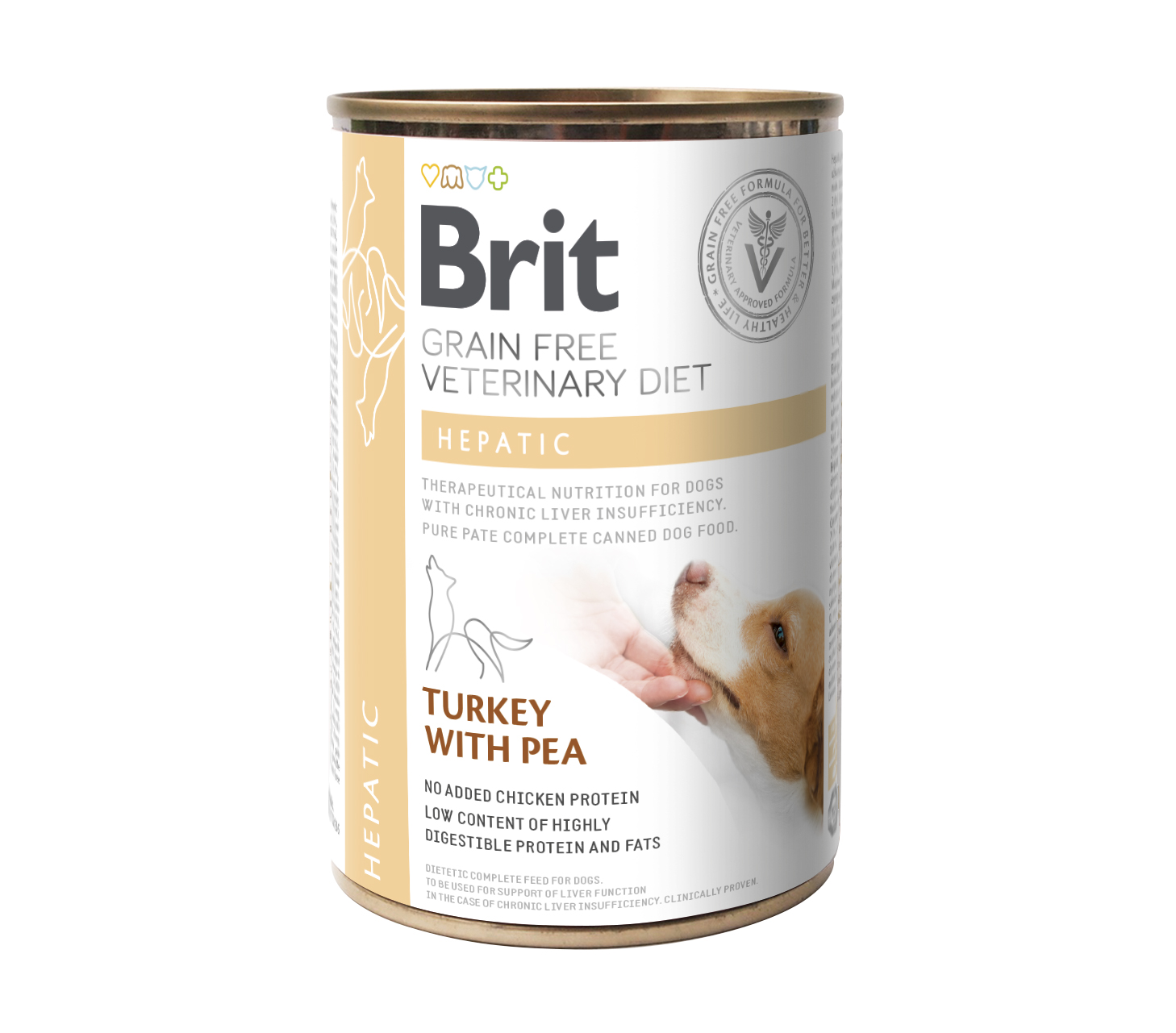 Brit Veterinary Diet Dog Hepatic, indyk z groszkiem zielonym, 400 g Dietetyczna karma dla psów z niewydolnością wątroby