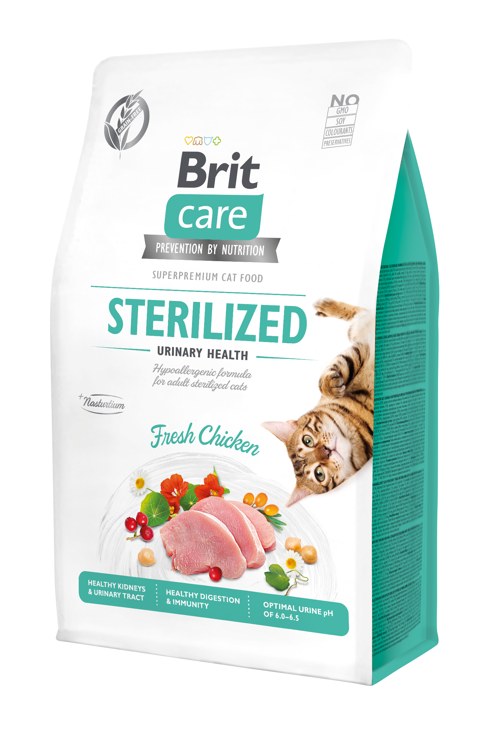 Brit Care Cat Grain-Free Sterlized Urinary Health, kurczak, 400 g Pełnoporcjowa karma sucha dla dorosłych kotów sterylizowanych