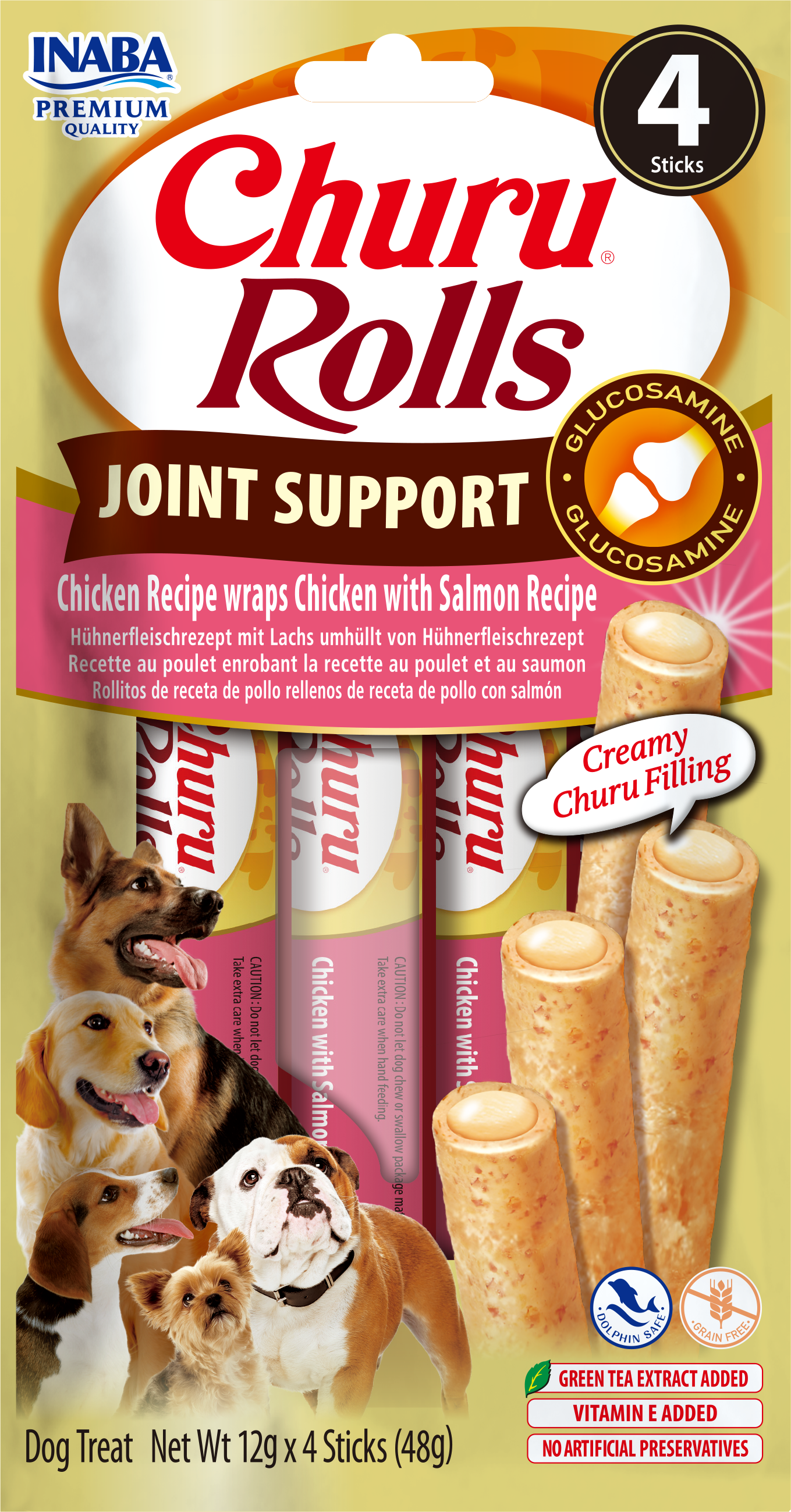 Inaba Dog Churu Rolls Joint Support Chicken & Cheese 4x12g (48g)