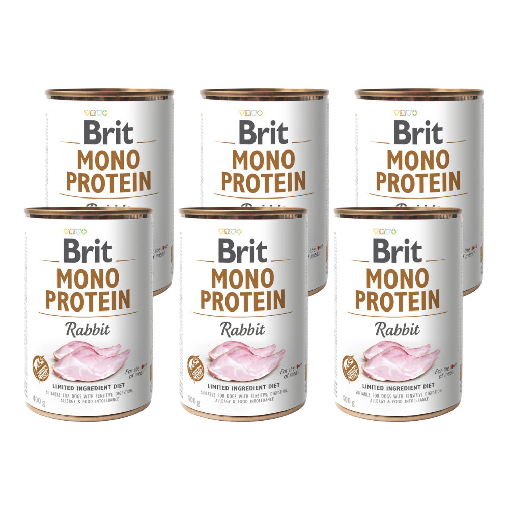 Promocja 5 szt + 1 szt Brit Mono Protein Dog Rabbit 400g