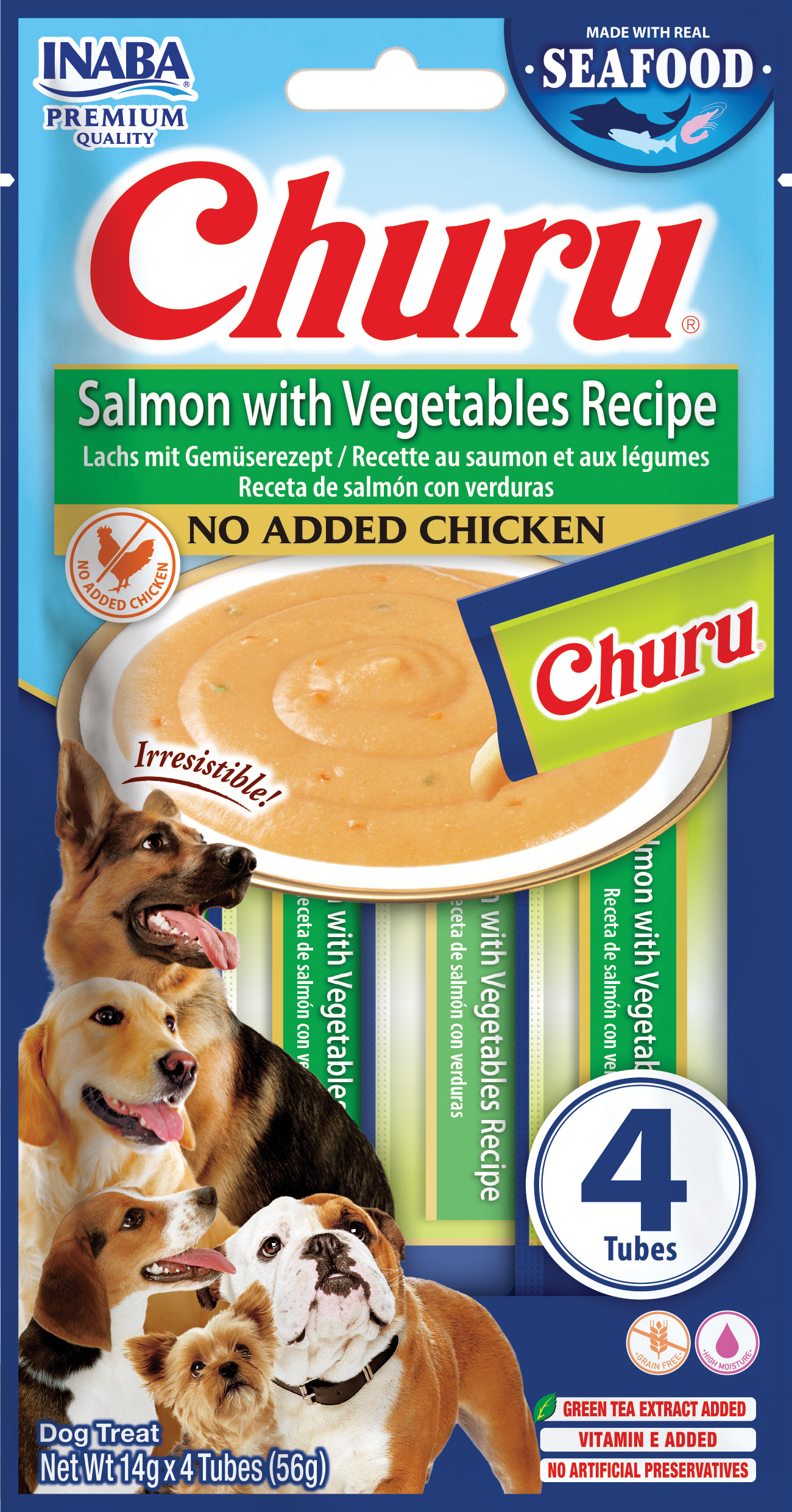 Dog Churu (Fish Based) Salmon Vegetables Recipe 4x14g (56g)
