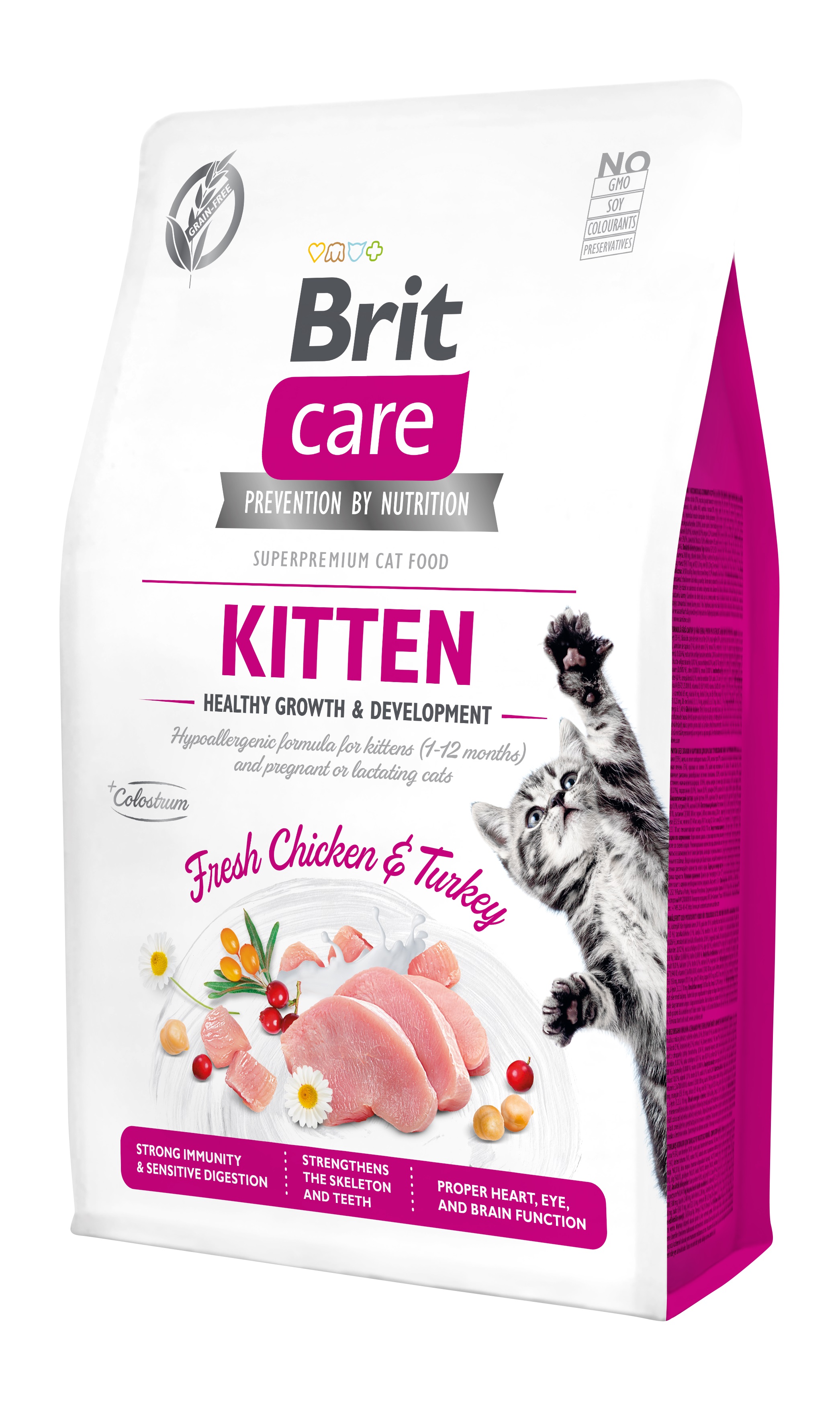 Brit Care Cat Grain-Free Kitten, kurczak i indyk, 2 kg Pełnoporcjowa karma sucha dla kociąt