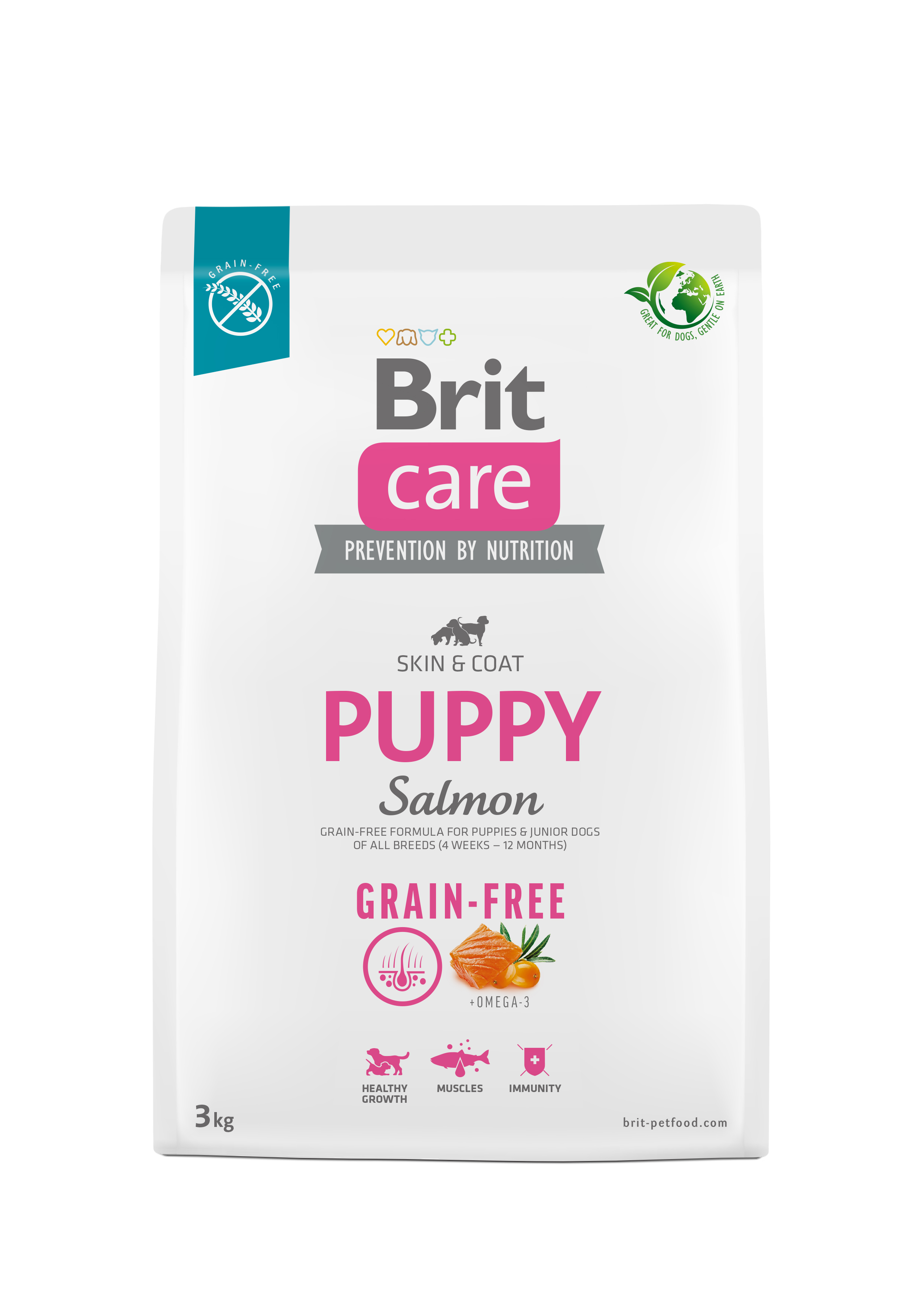 Brit Care Dog Grain-free Puppy, łosoś i ziemniaki, 3kg Bezzbożowa karma dla szczeniąt i młodych psów wszystkich ras